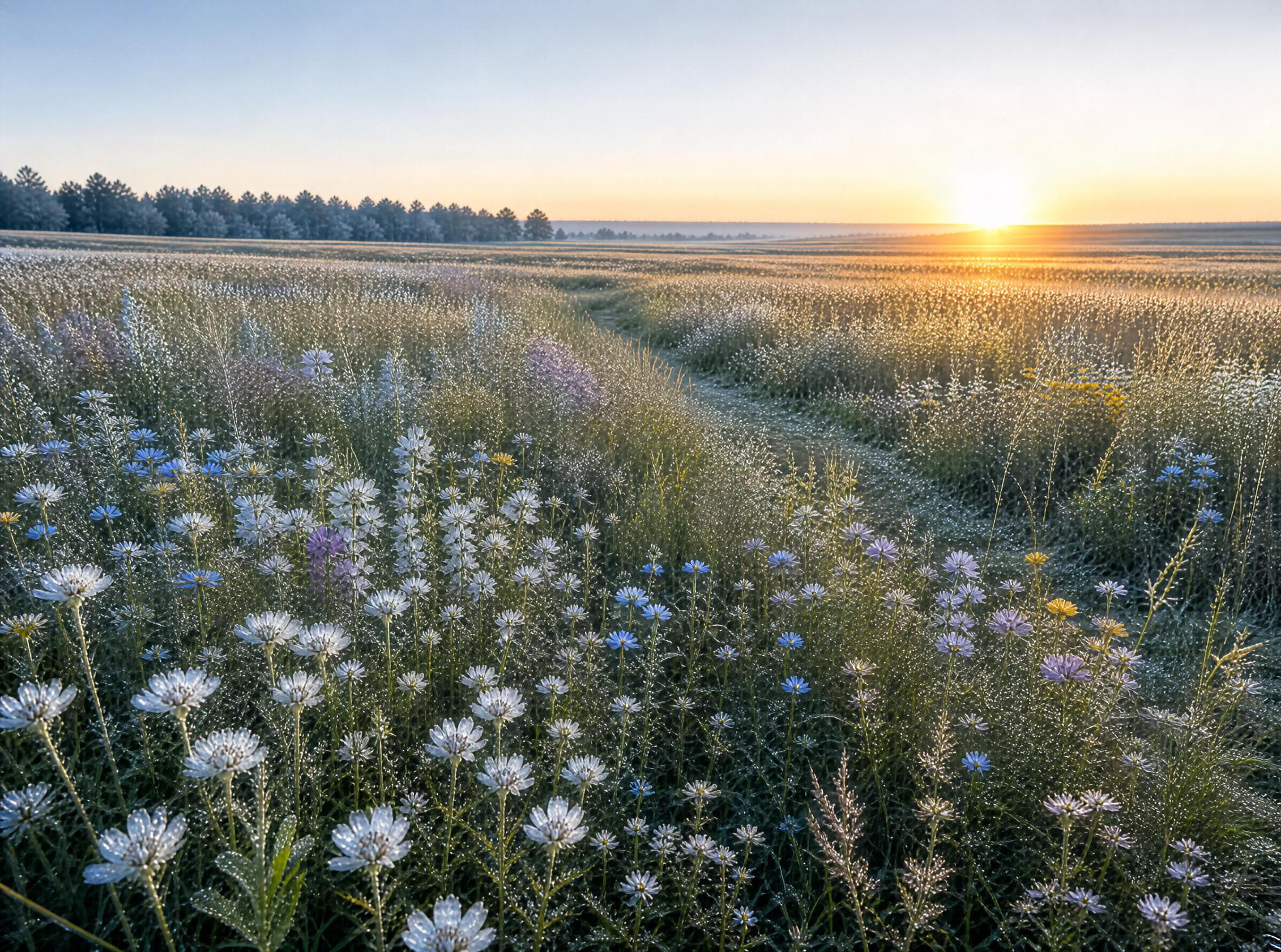 Sunrise over Wildflower Field