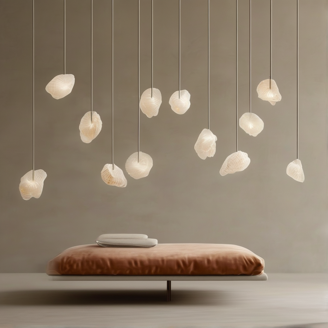 Zen Bedroom with Shell Lights