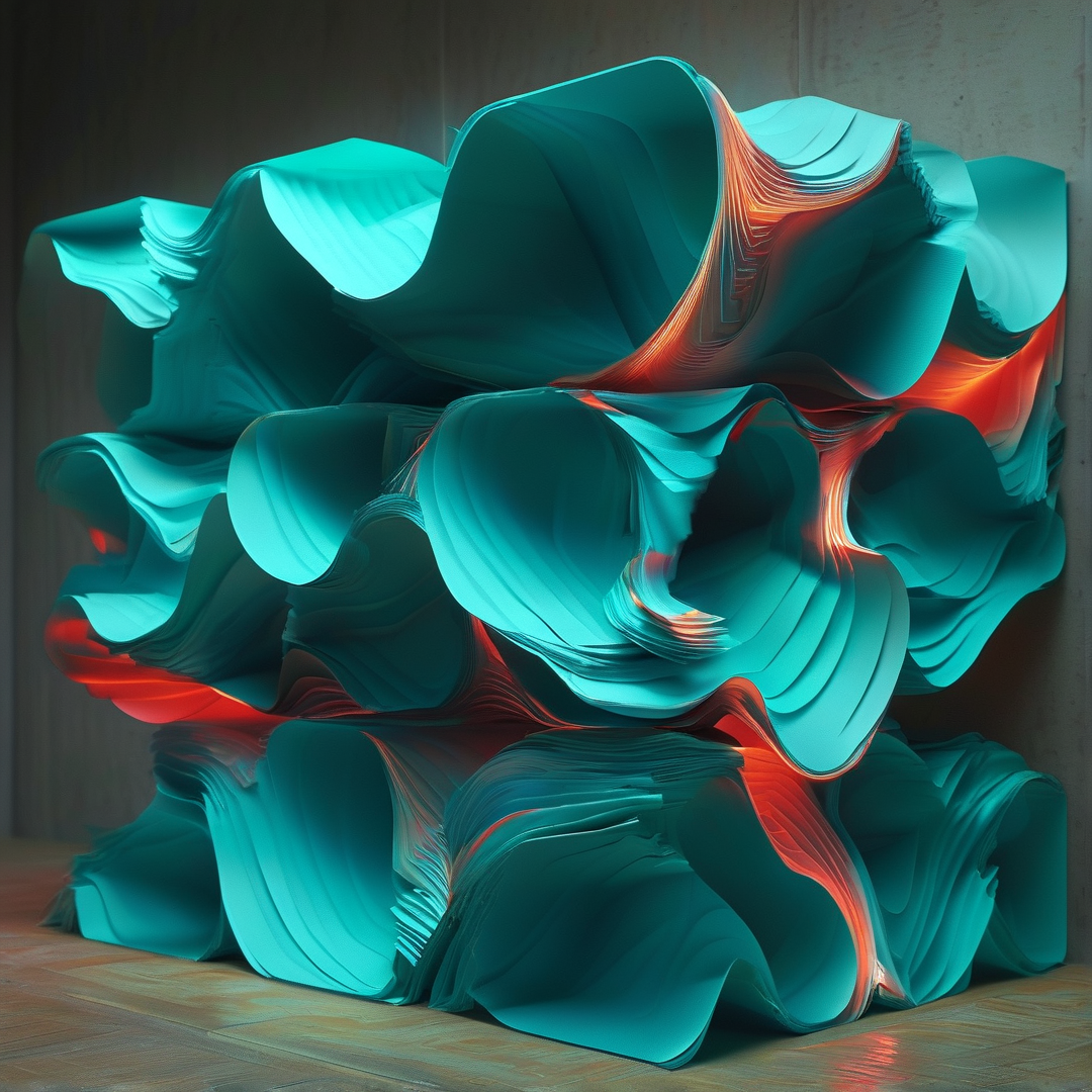 Abstract Teal Sculpture