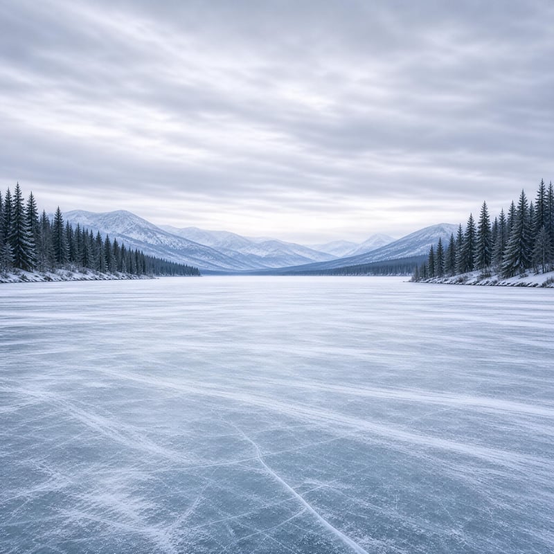 Frozen Lake and Mountains