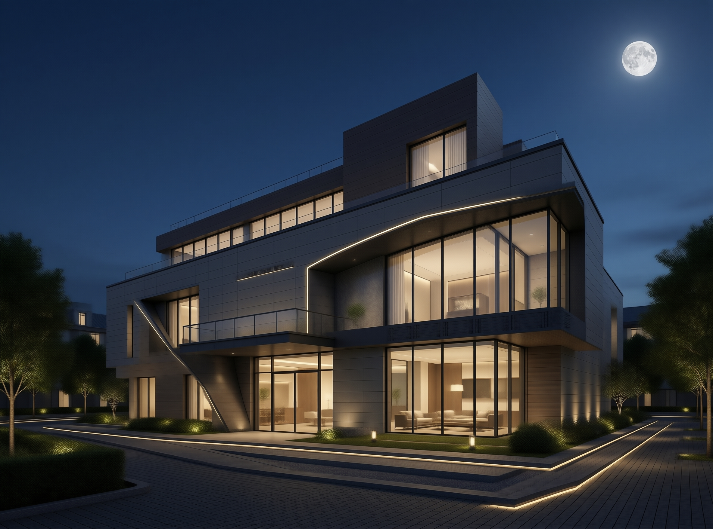 Modern Building at Night