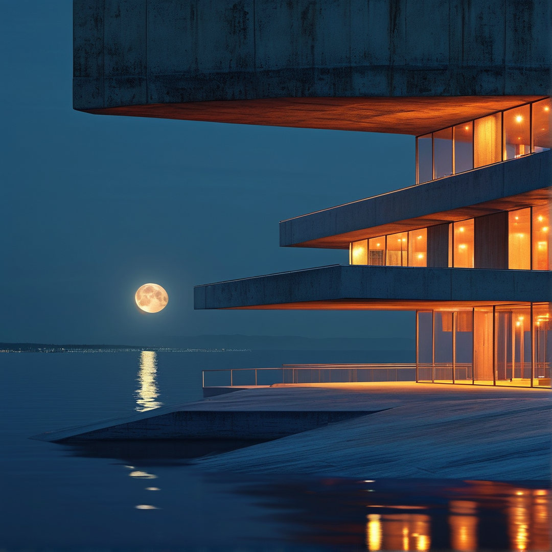 Moonlit Waterfront House