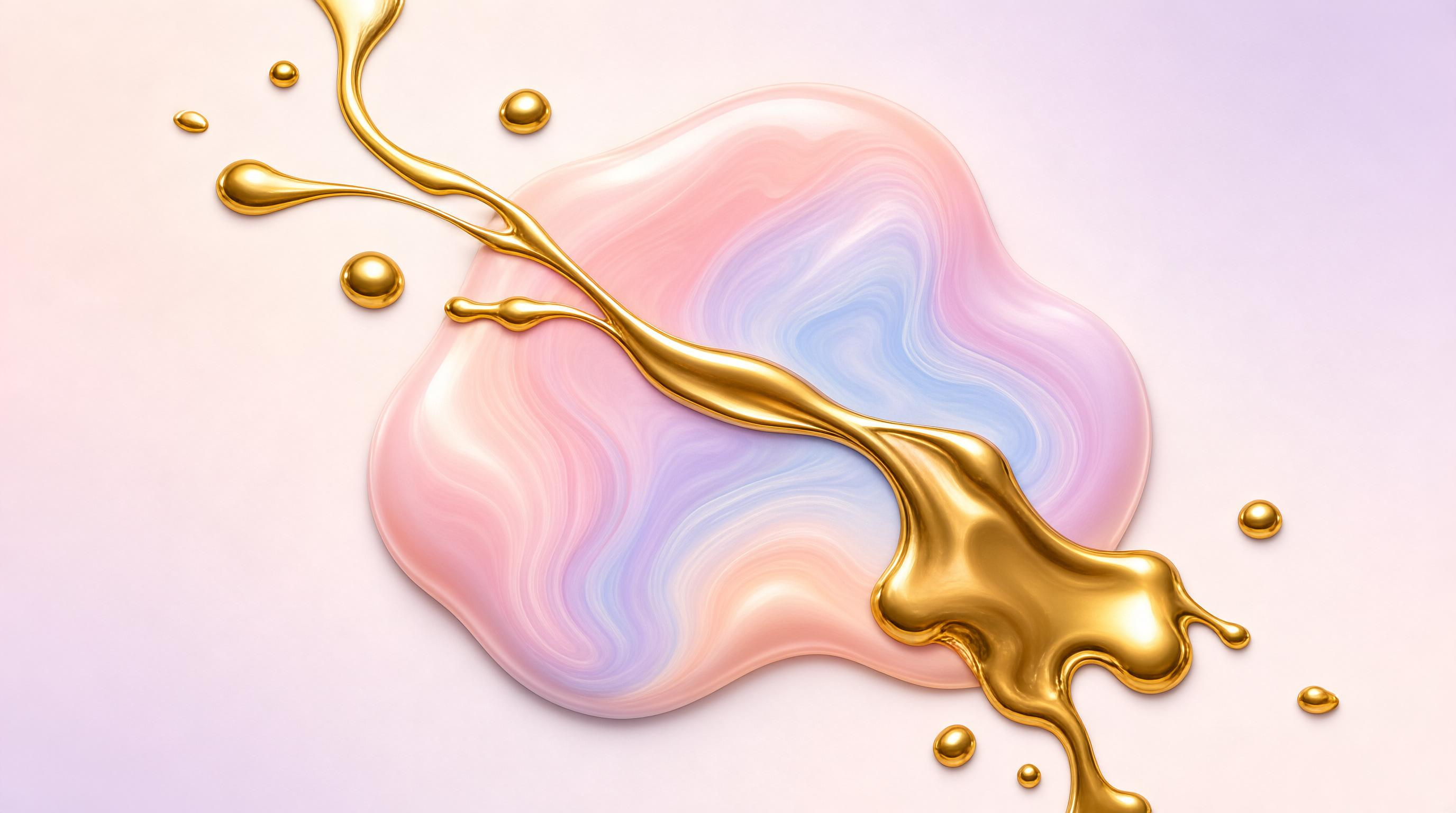 Golden Liquid Splash Pastel Marble