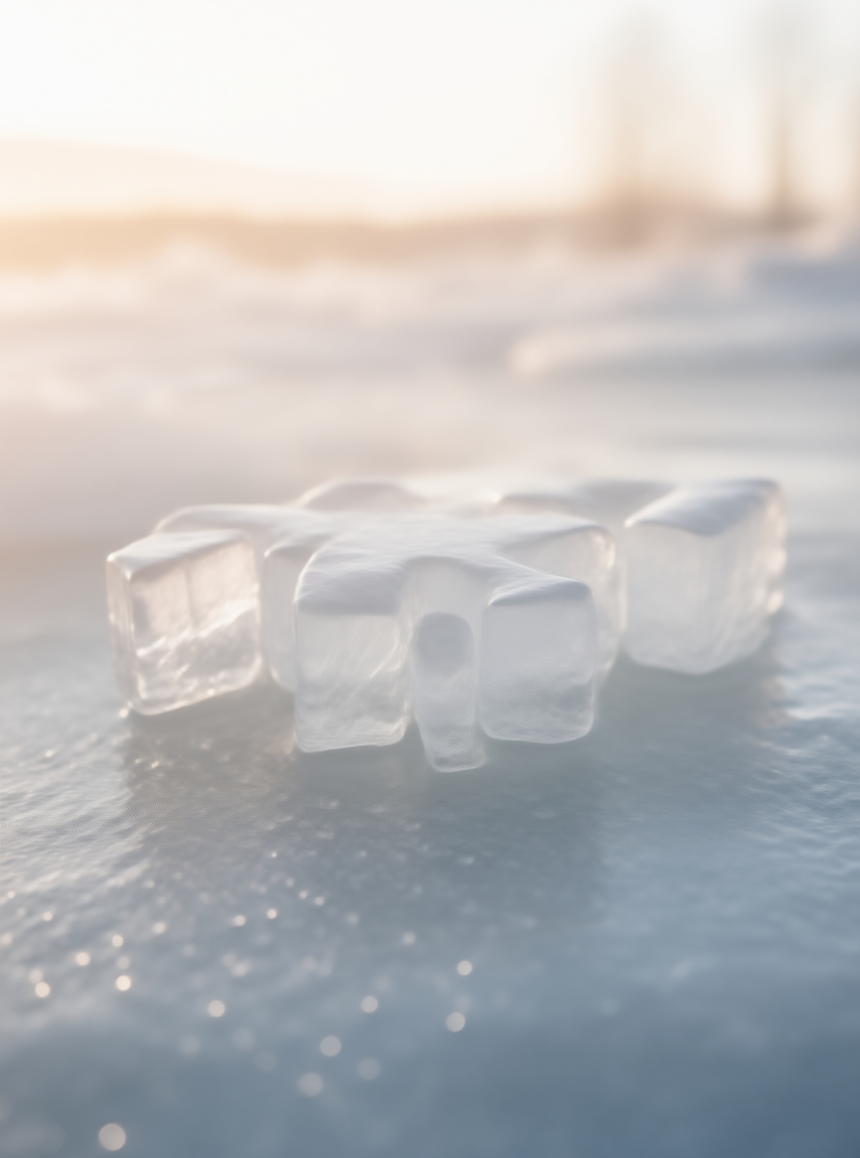 Melting Ice Cubes in Soft Light