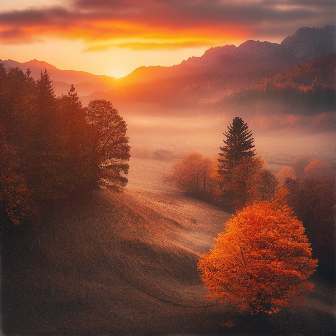 Misty Mountain Sunset