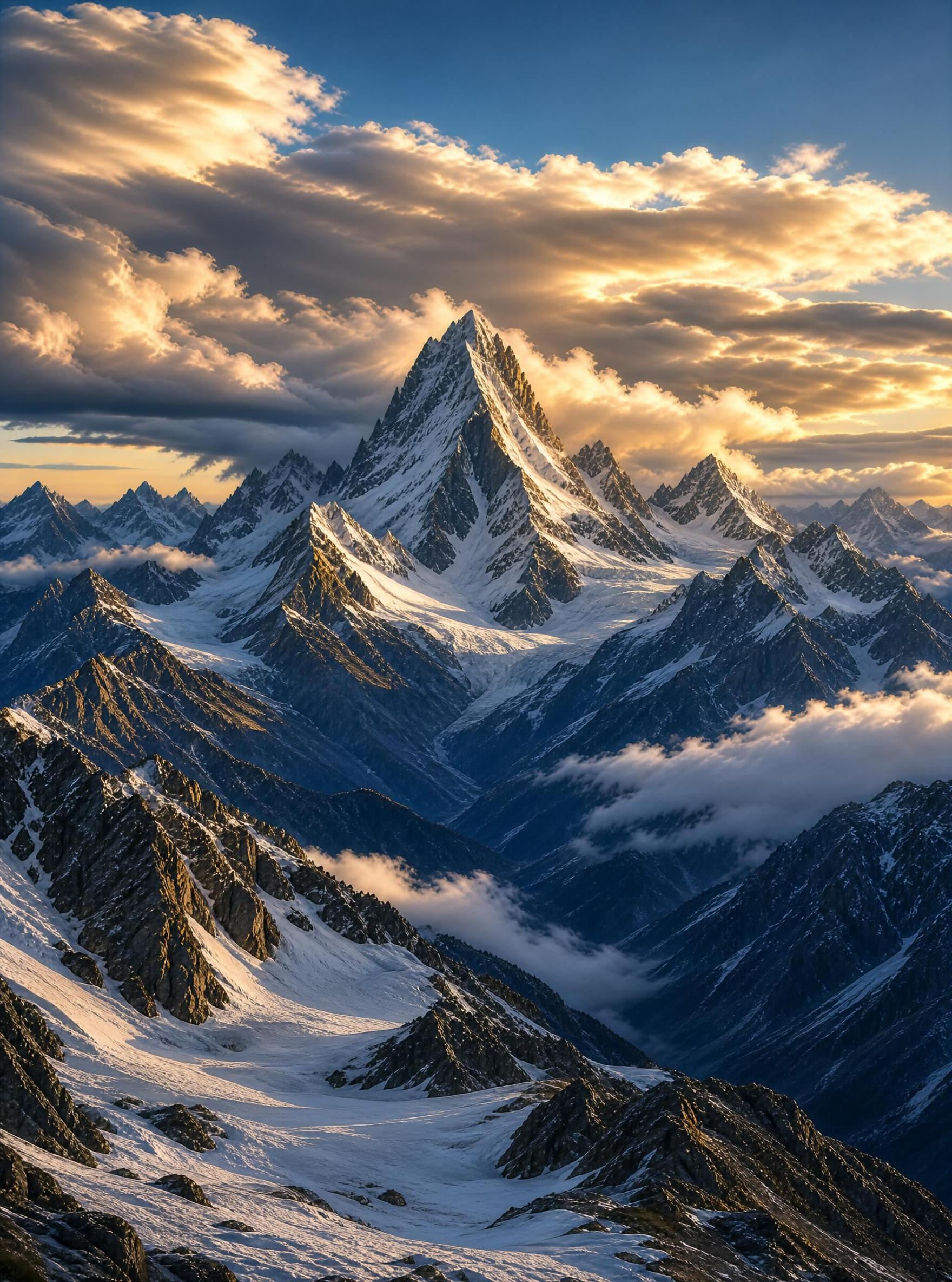 Majestic Snowy Mountain Peaks