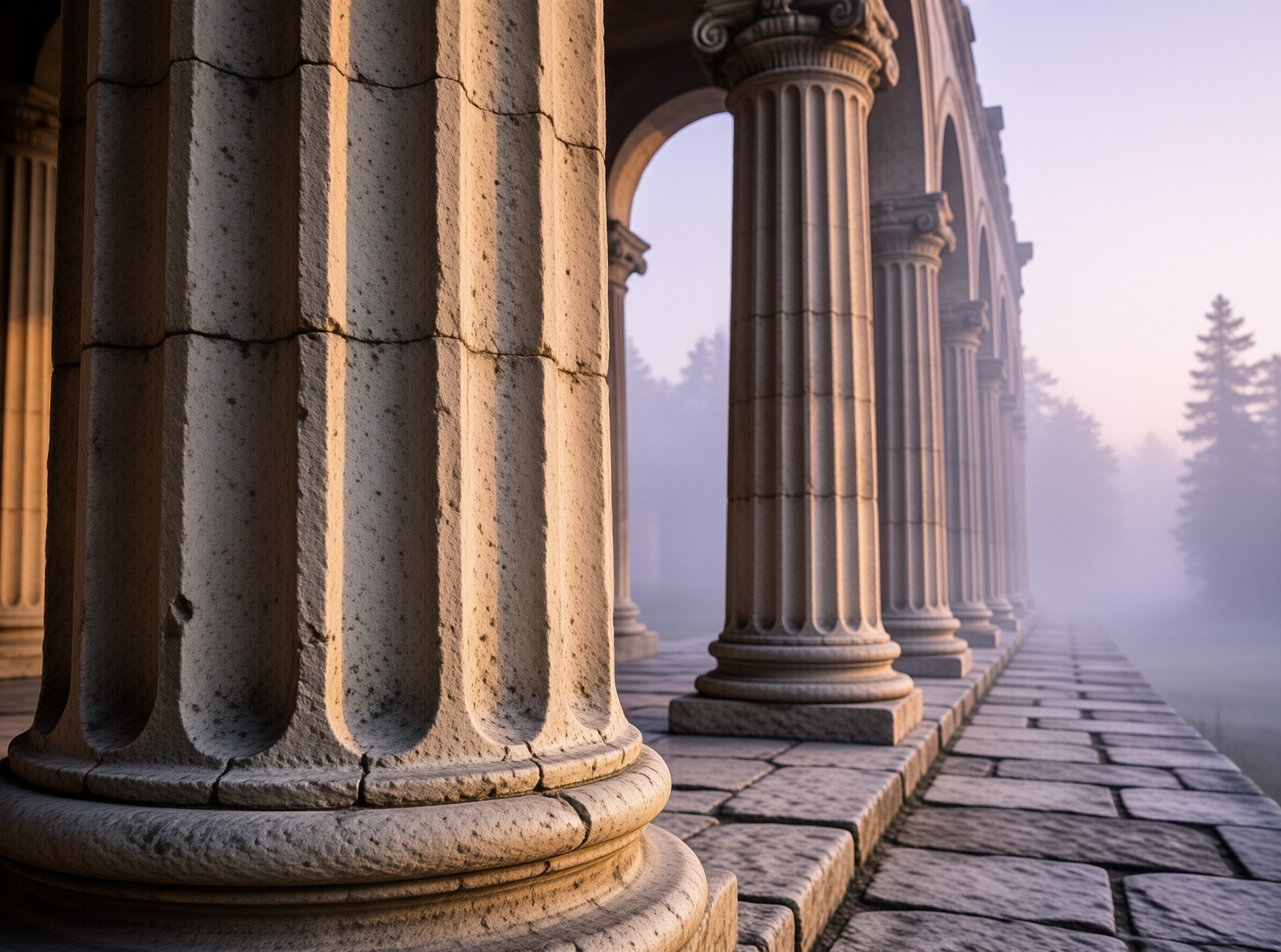 Ancient Columns in Mist