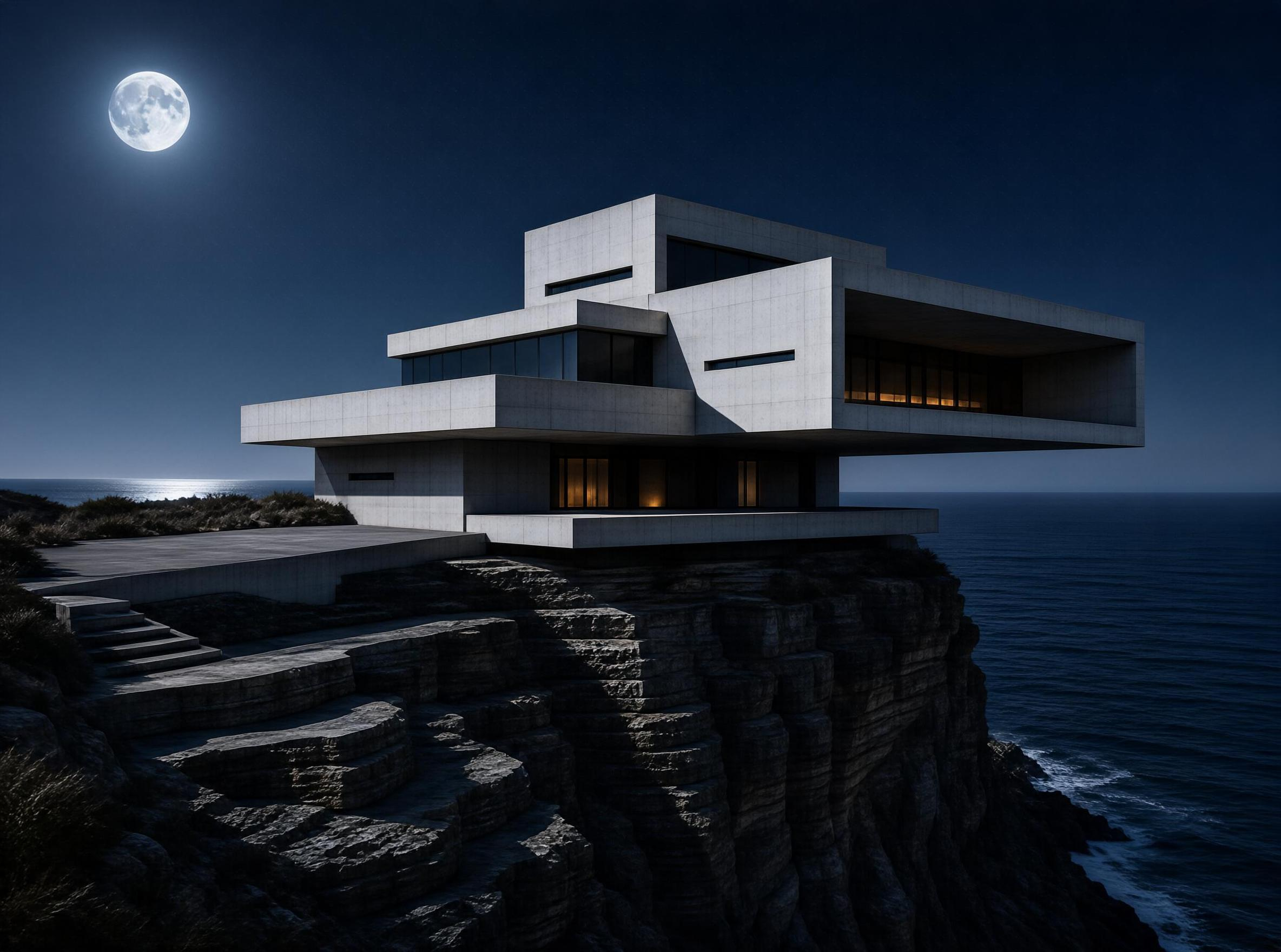 Moonlit Cliff House