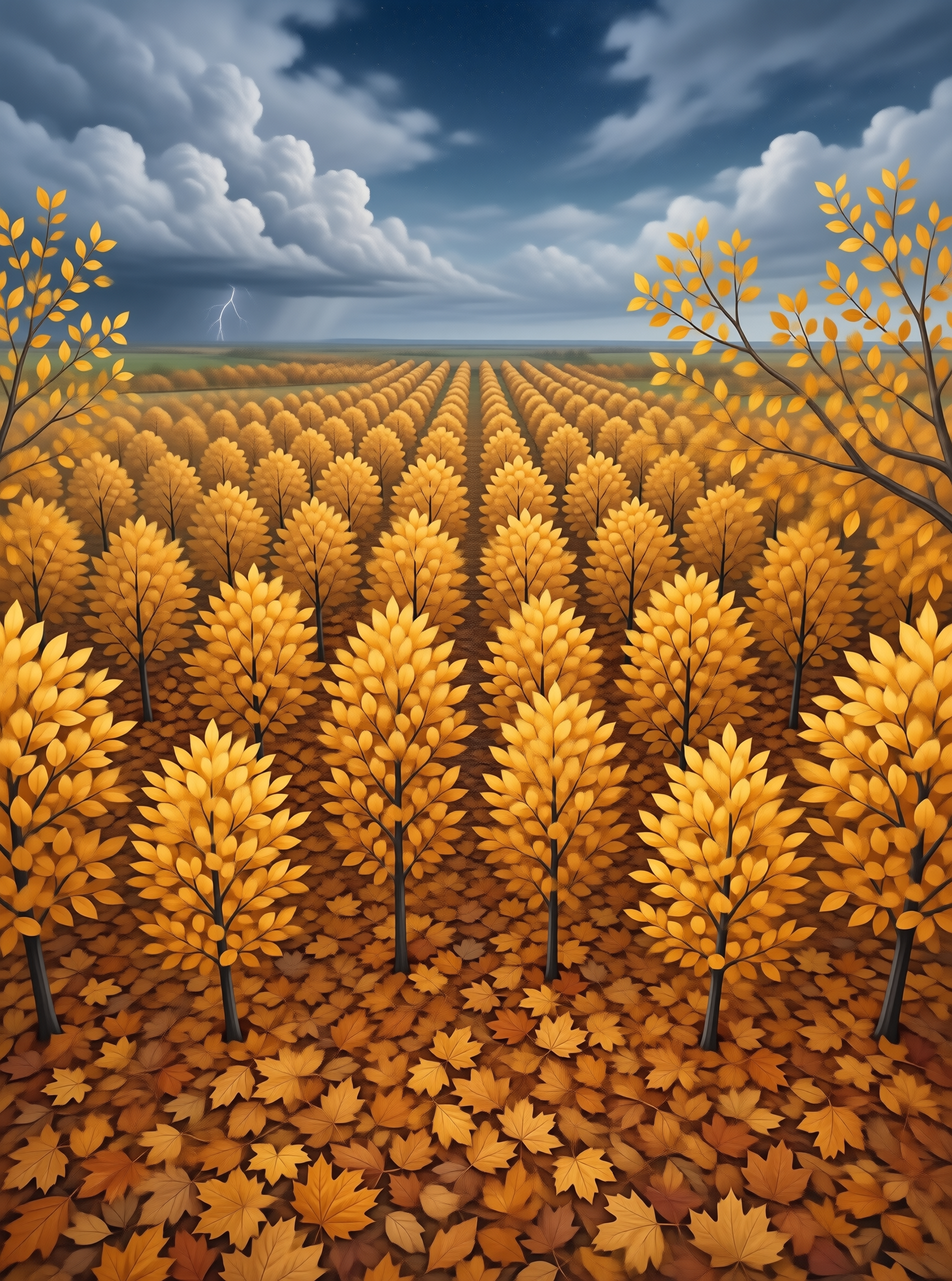Golden Autumn Field Landscape