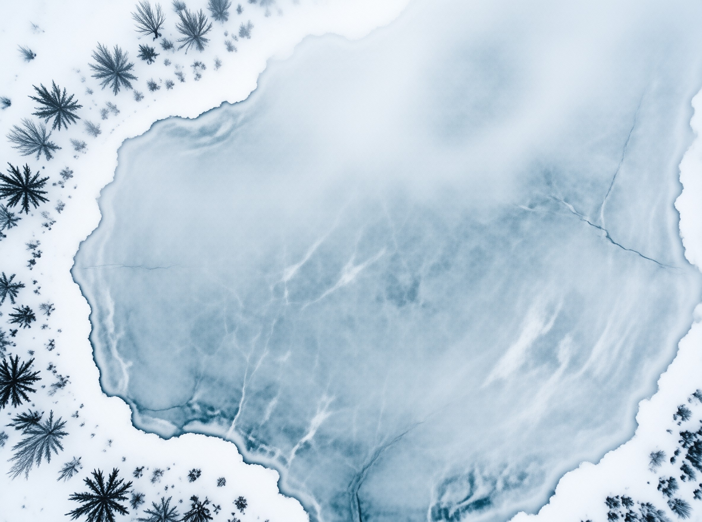Frozen Lake Aerial View