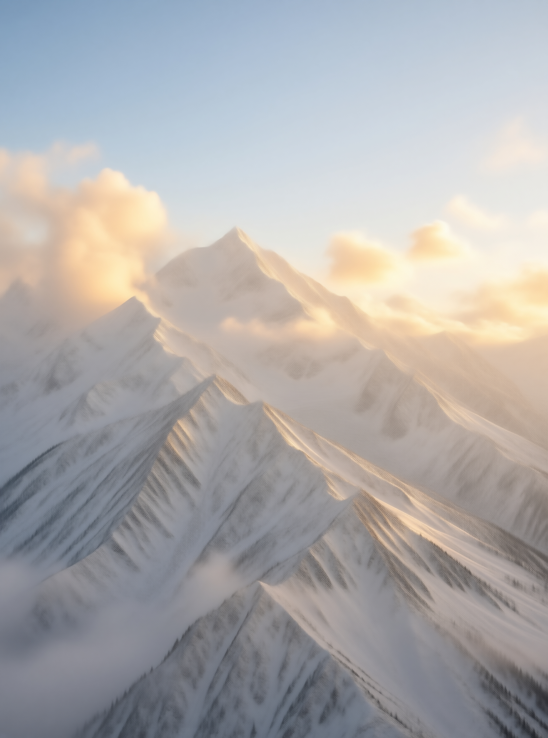 Snowy Mountain Peaks at Sunset
