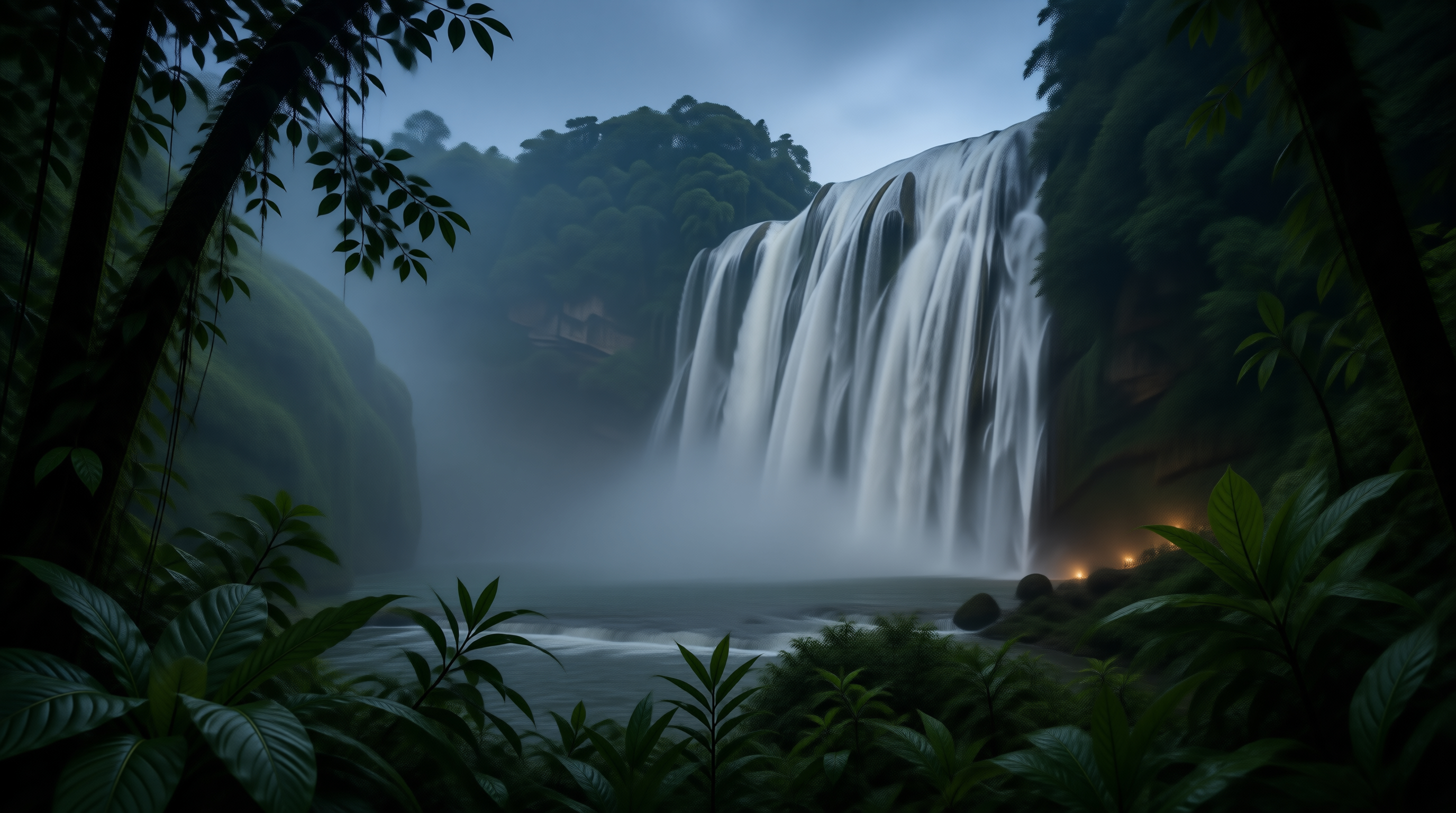 Misty Jungle Waterfall