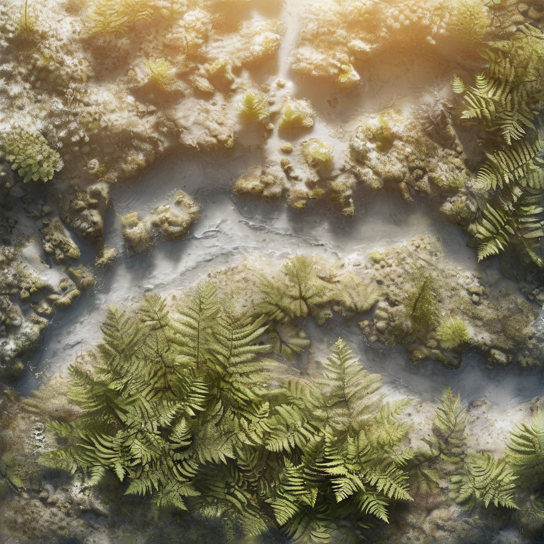 Sunlit Shallow Water Ferns