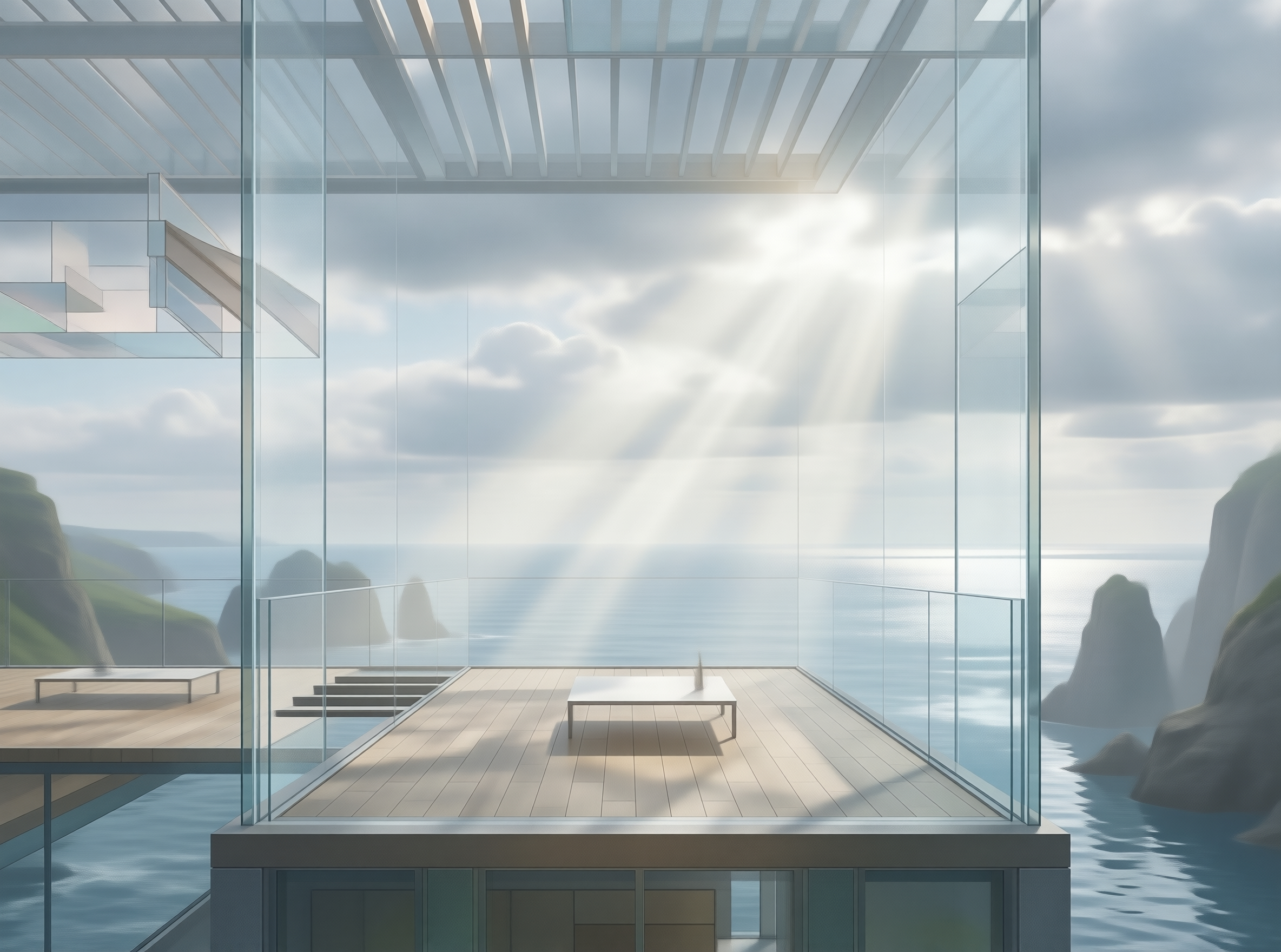 Modern Glass House by the Sea