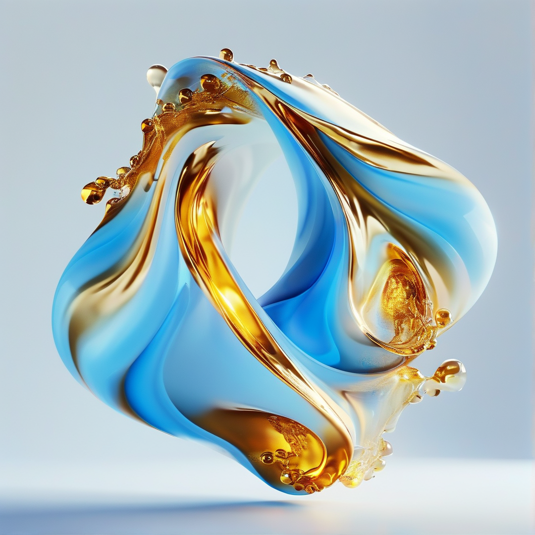Abstract Blue Gold Fluid