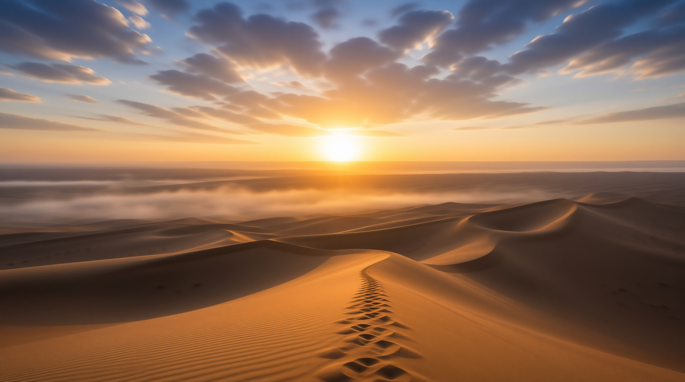 Desert Sunset with Footprints