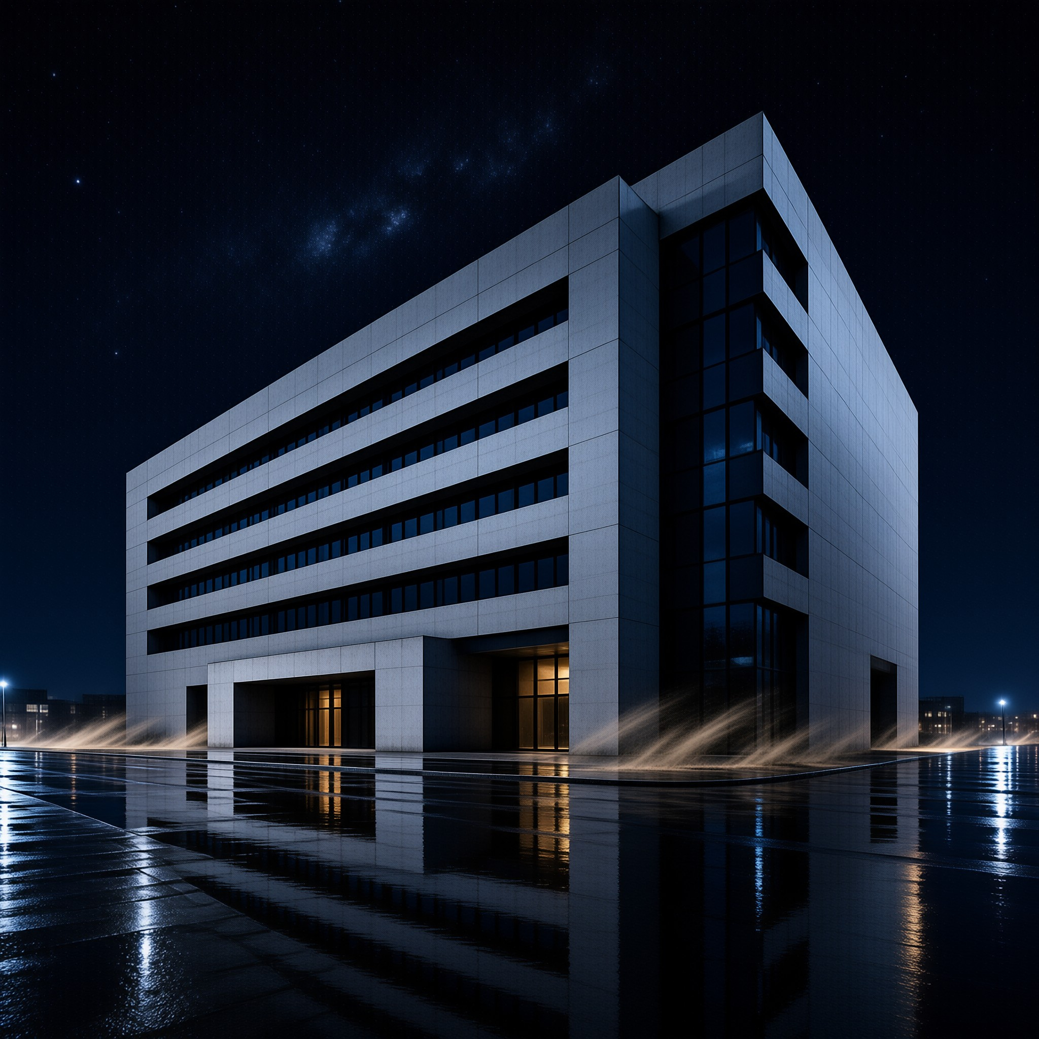 Night View of Modern Office