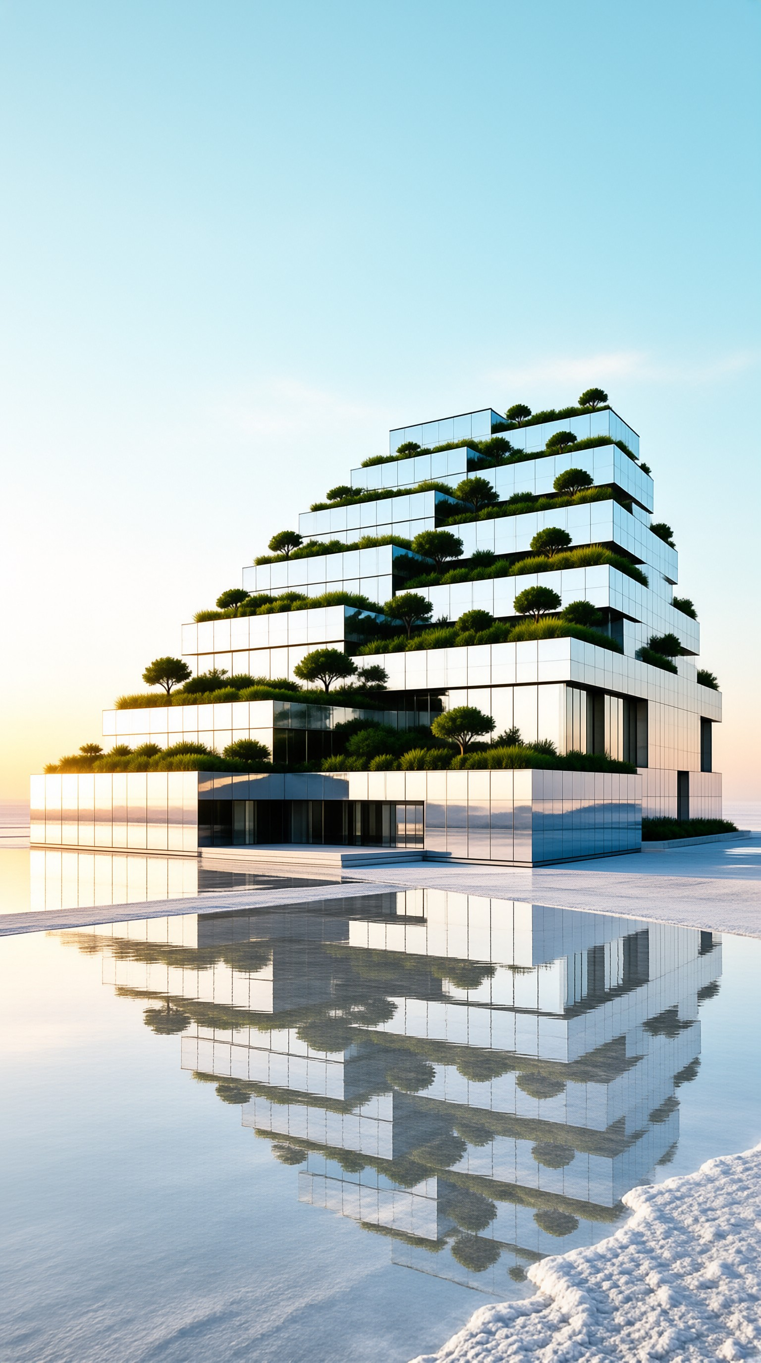 Modern Terraced Green Tower
