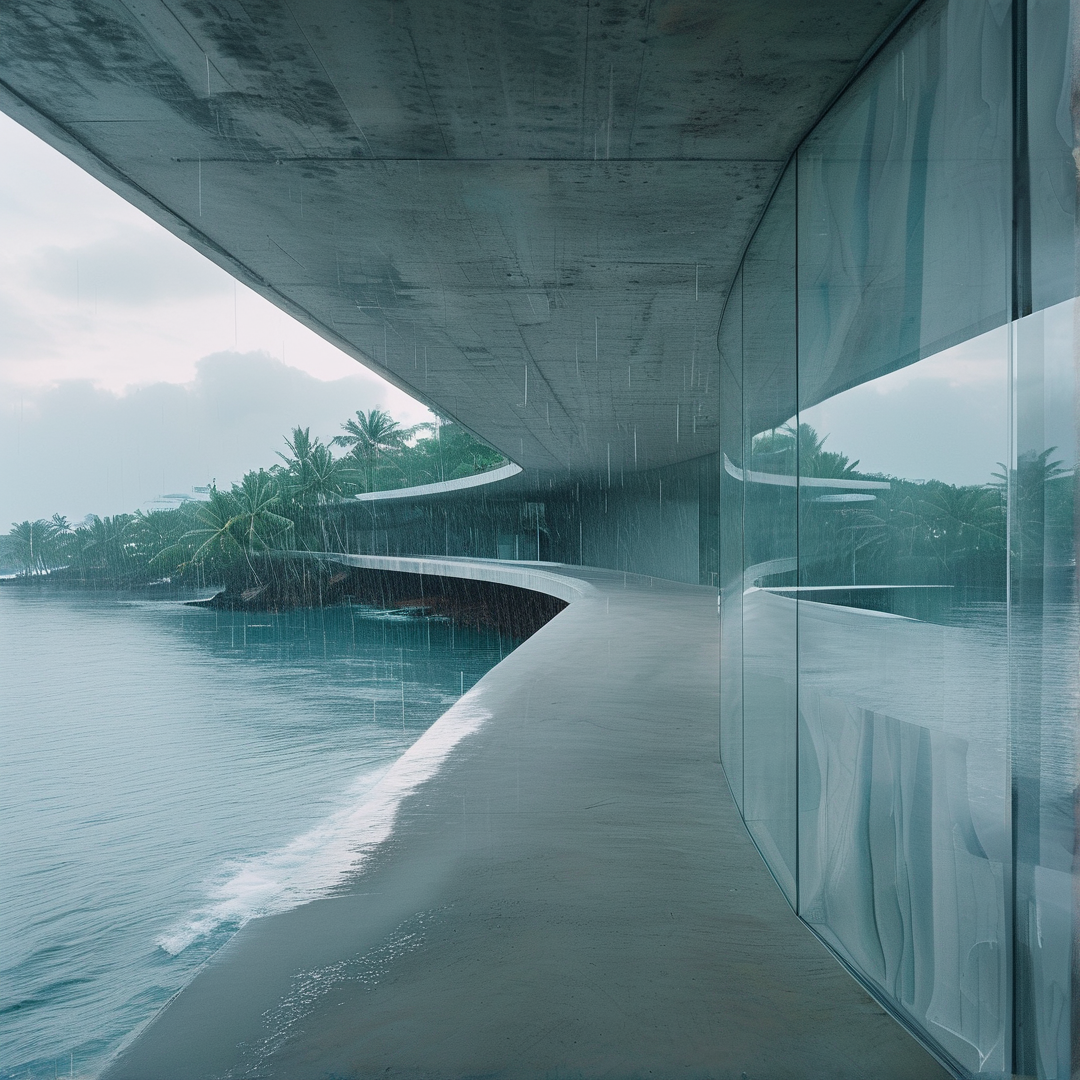 Minimalist Rainy Walkway
