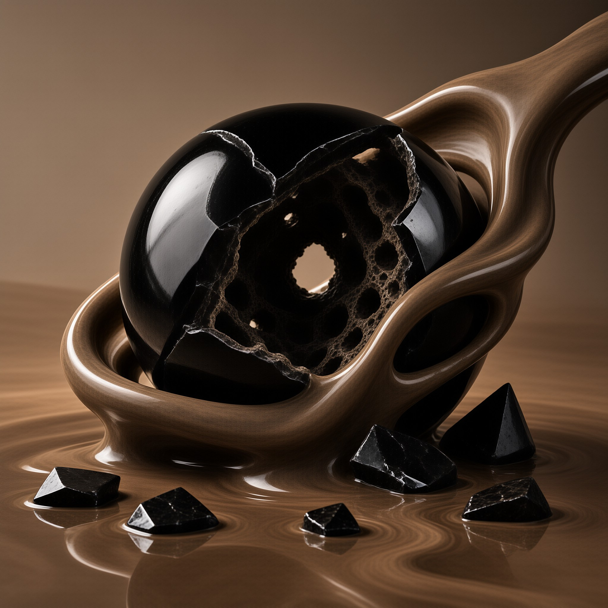 Cracked Black Sphere in Chocolate