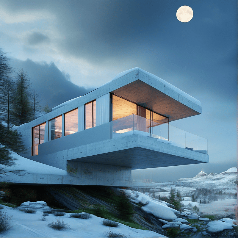 Modern House in Snow
