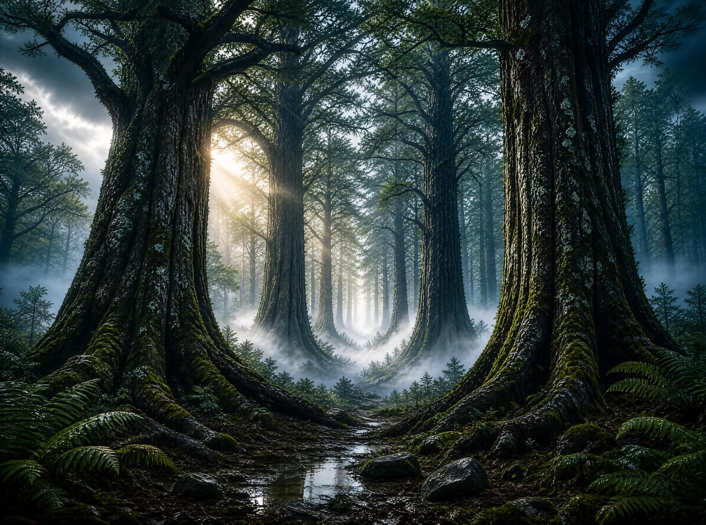 Mystical Forest with Giant Trees