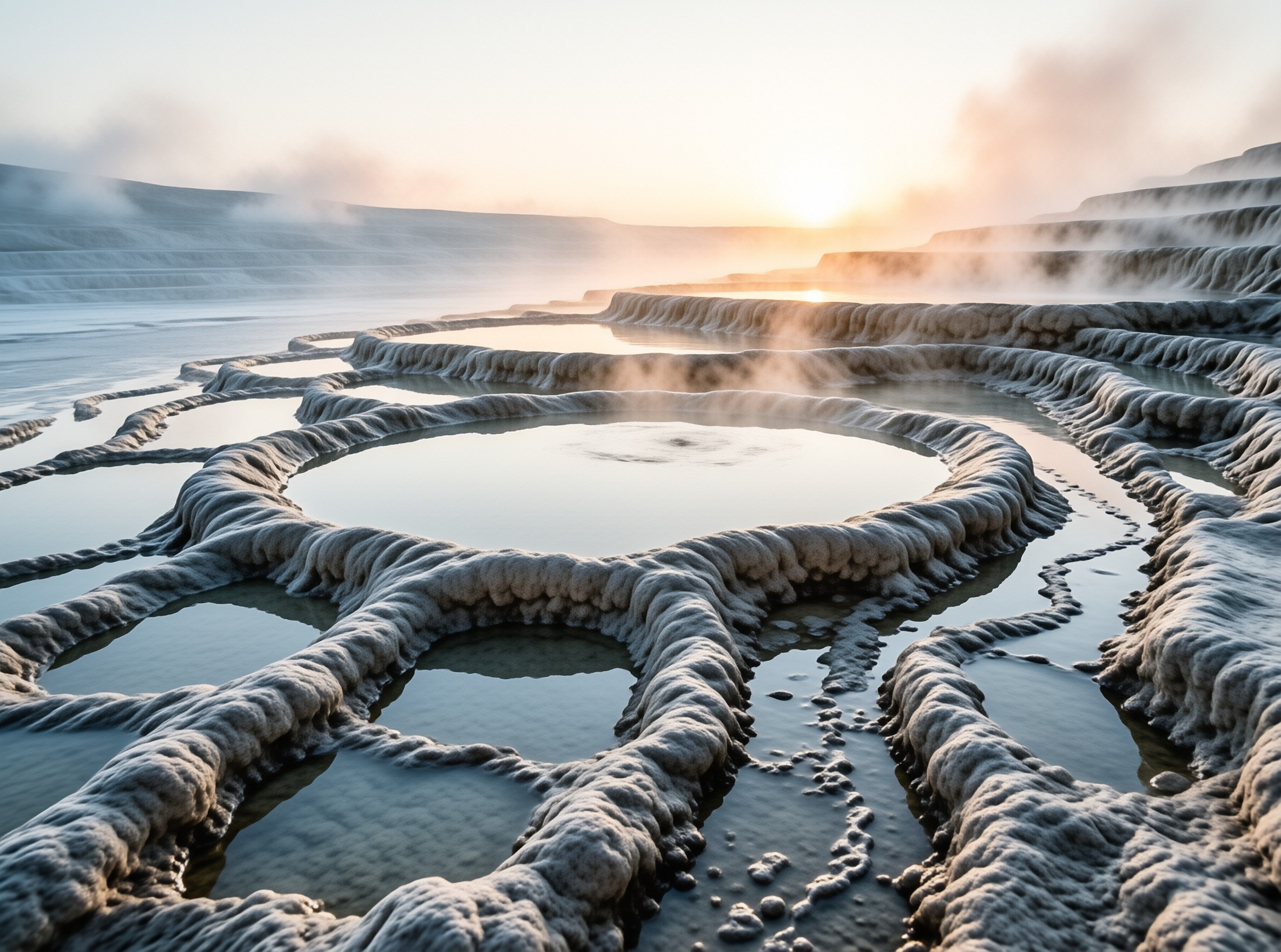 Steaming Terraces at Sunrise