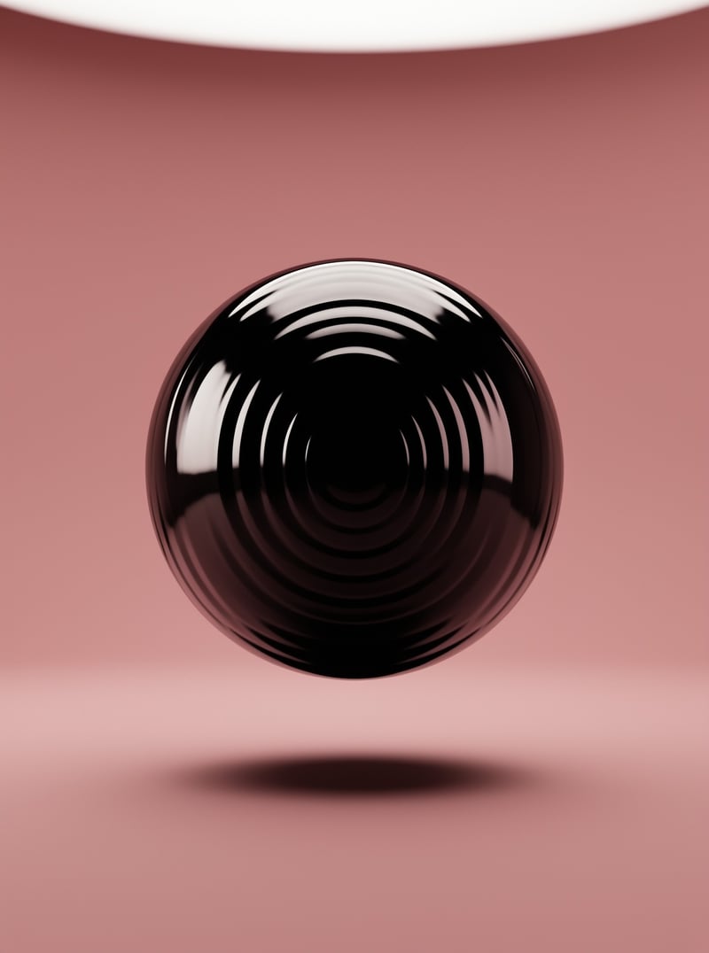 Glossy Black Sphere on Pink