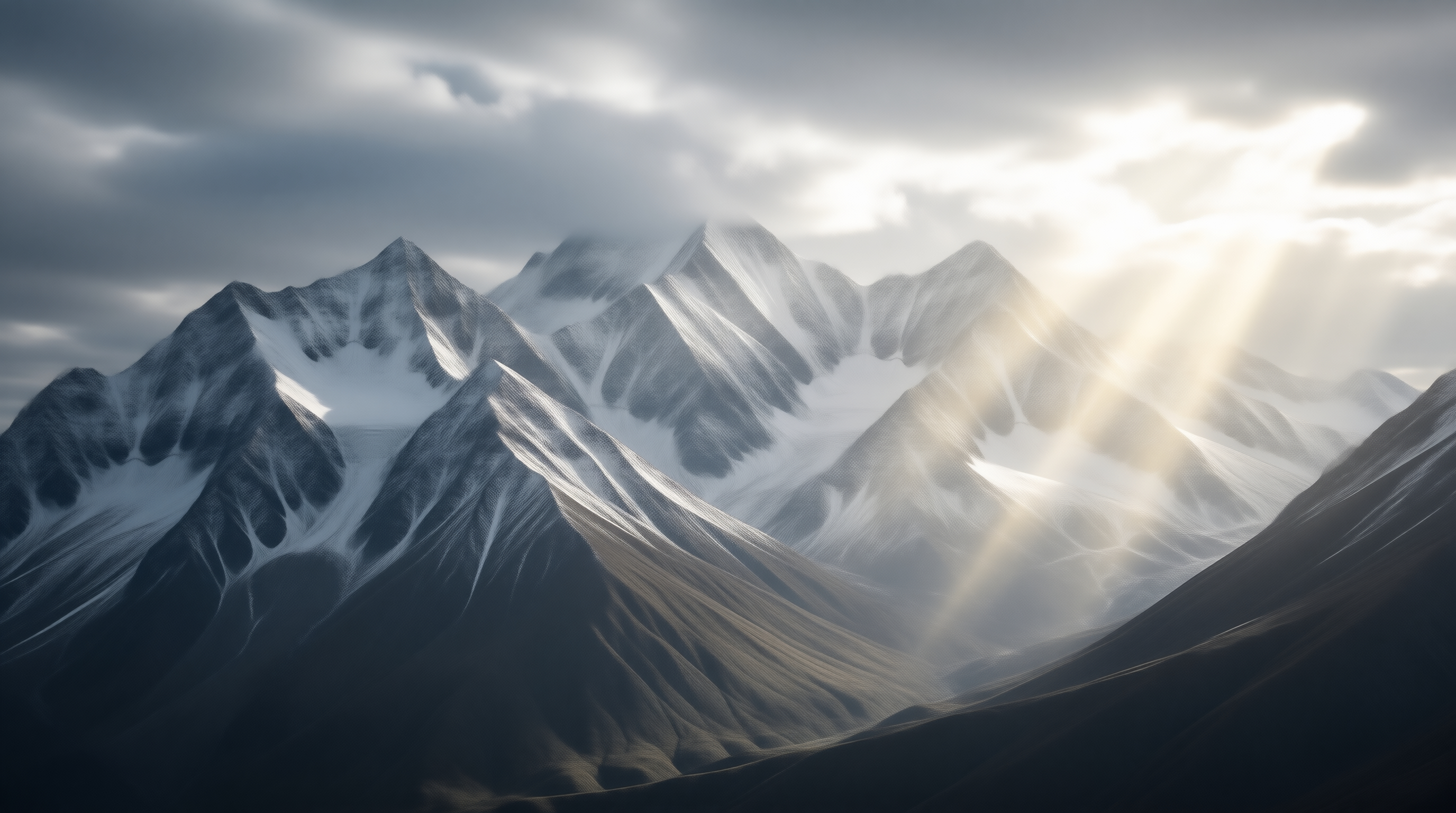 Sunlit Mountain Peaks