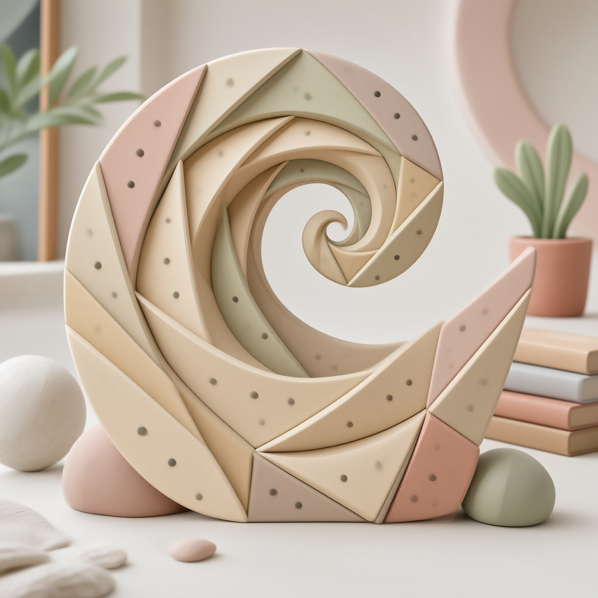 Plaster Spiral Relief — Pastel Form Study