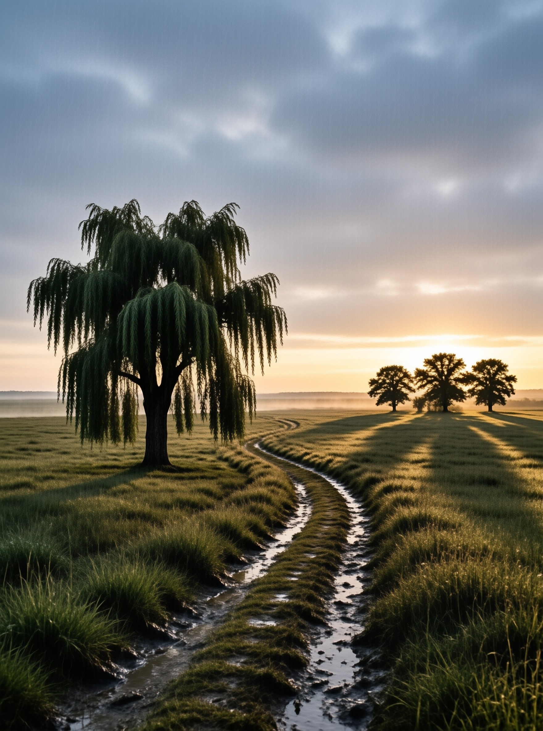Misty Meadow at Sunrise