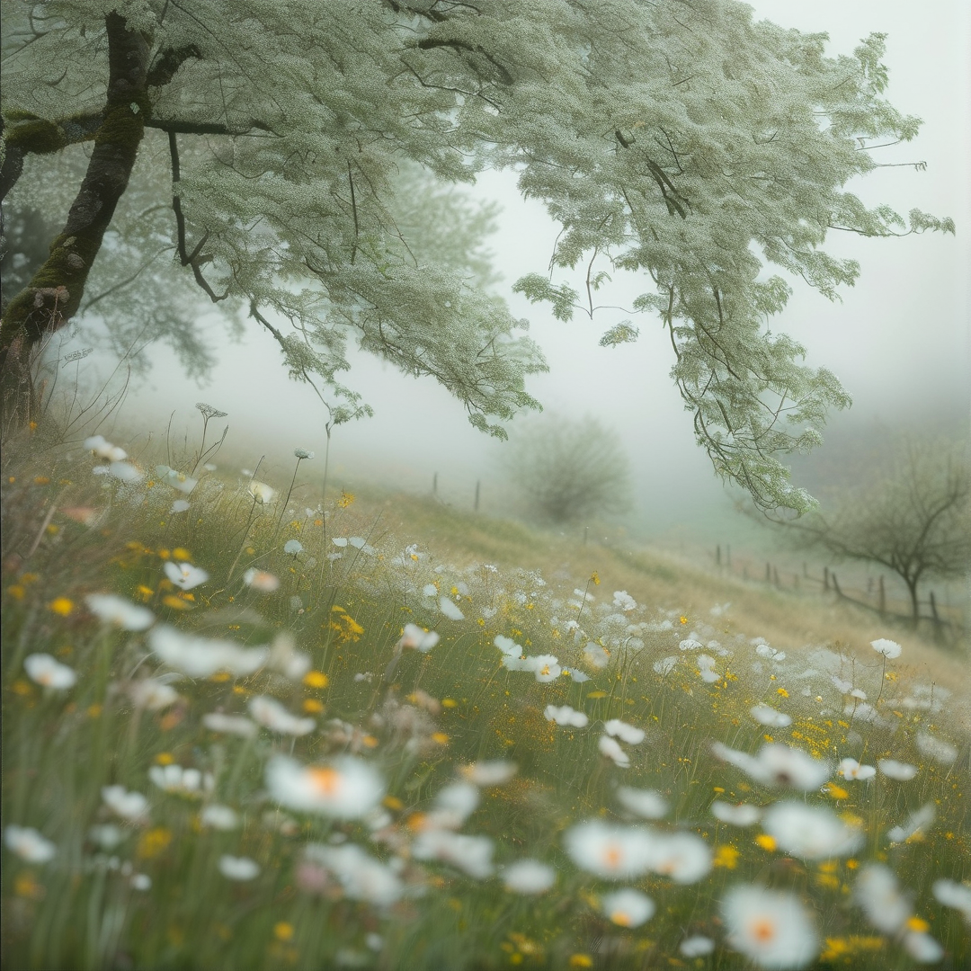 Misty Meadow Landscape