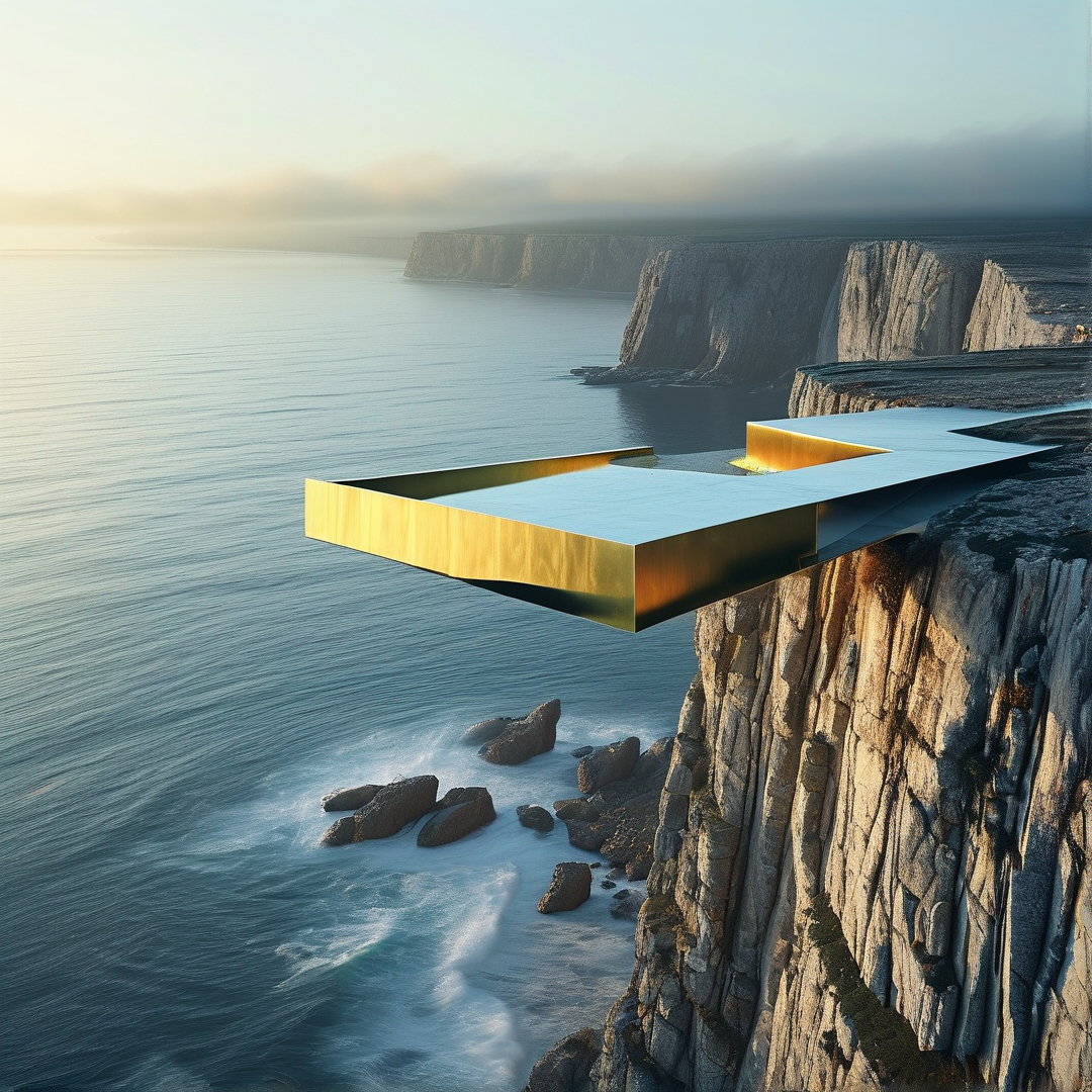 Golden Cantilever on Cliff