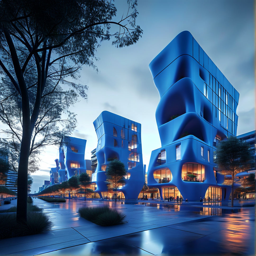 Futuristic Blue Architecture