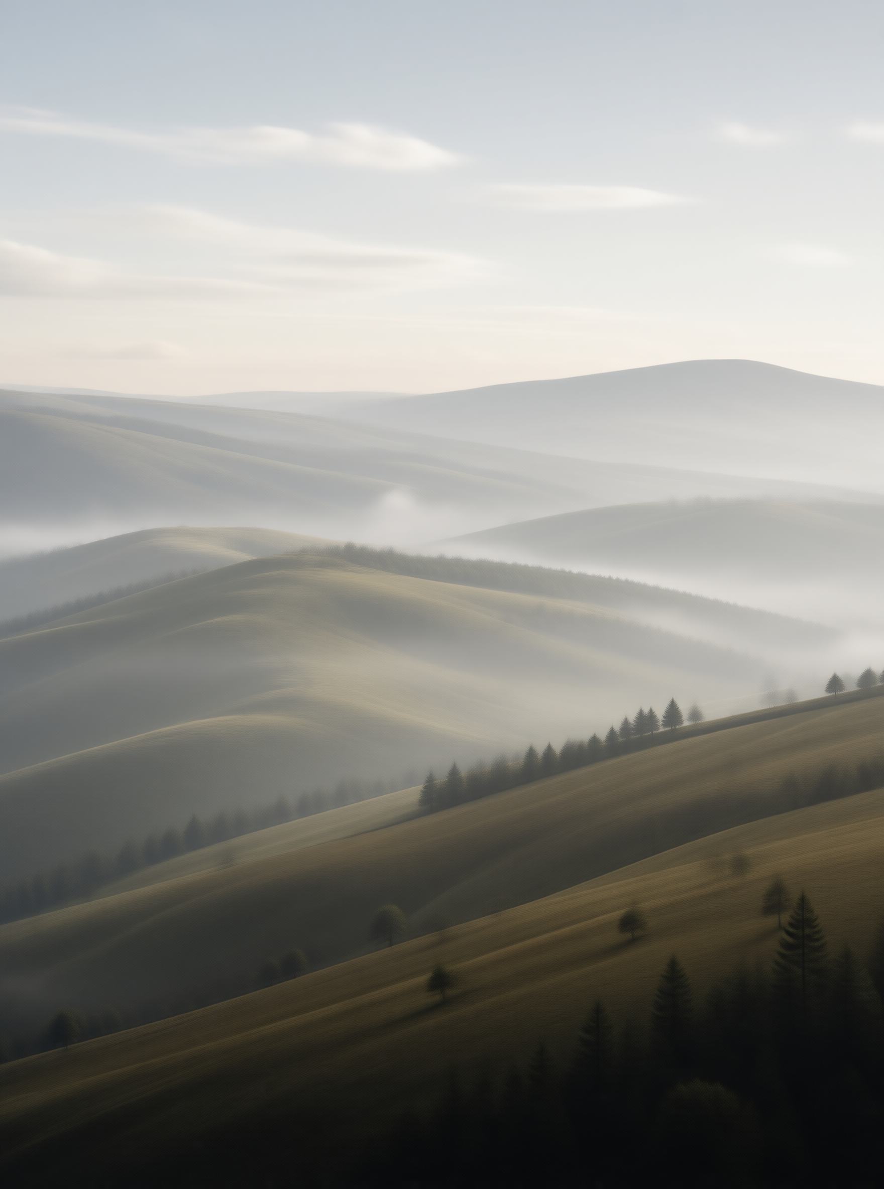 Misty Rolling Hills at Dawn