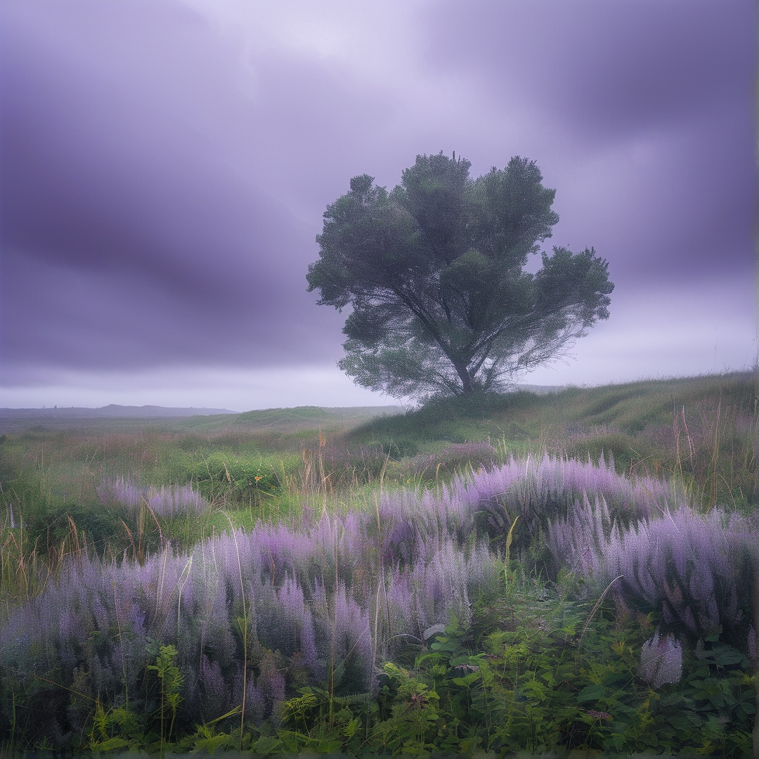 Lone Tree in Purple Field