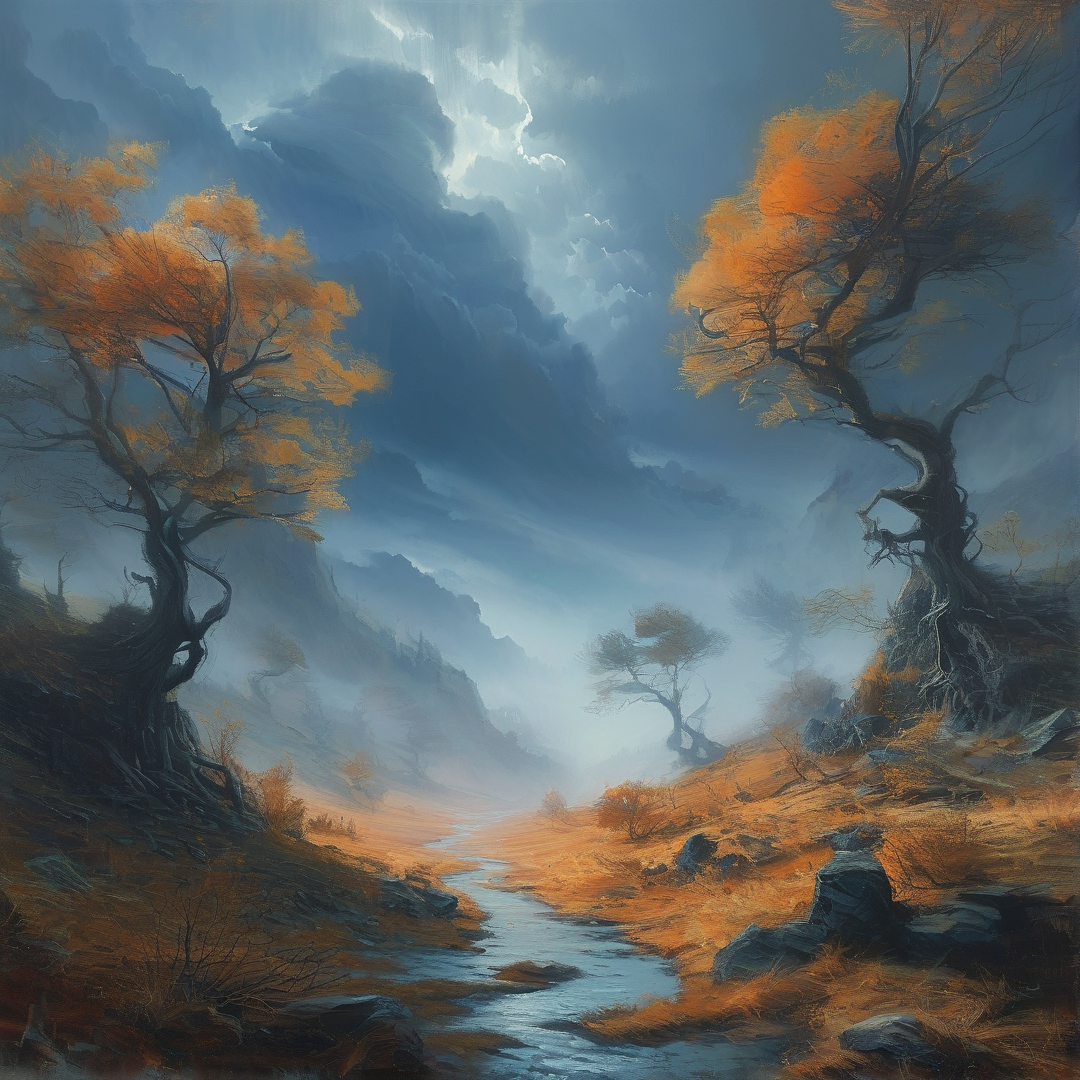 Misty Autumn River Landscape