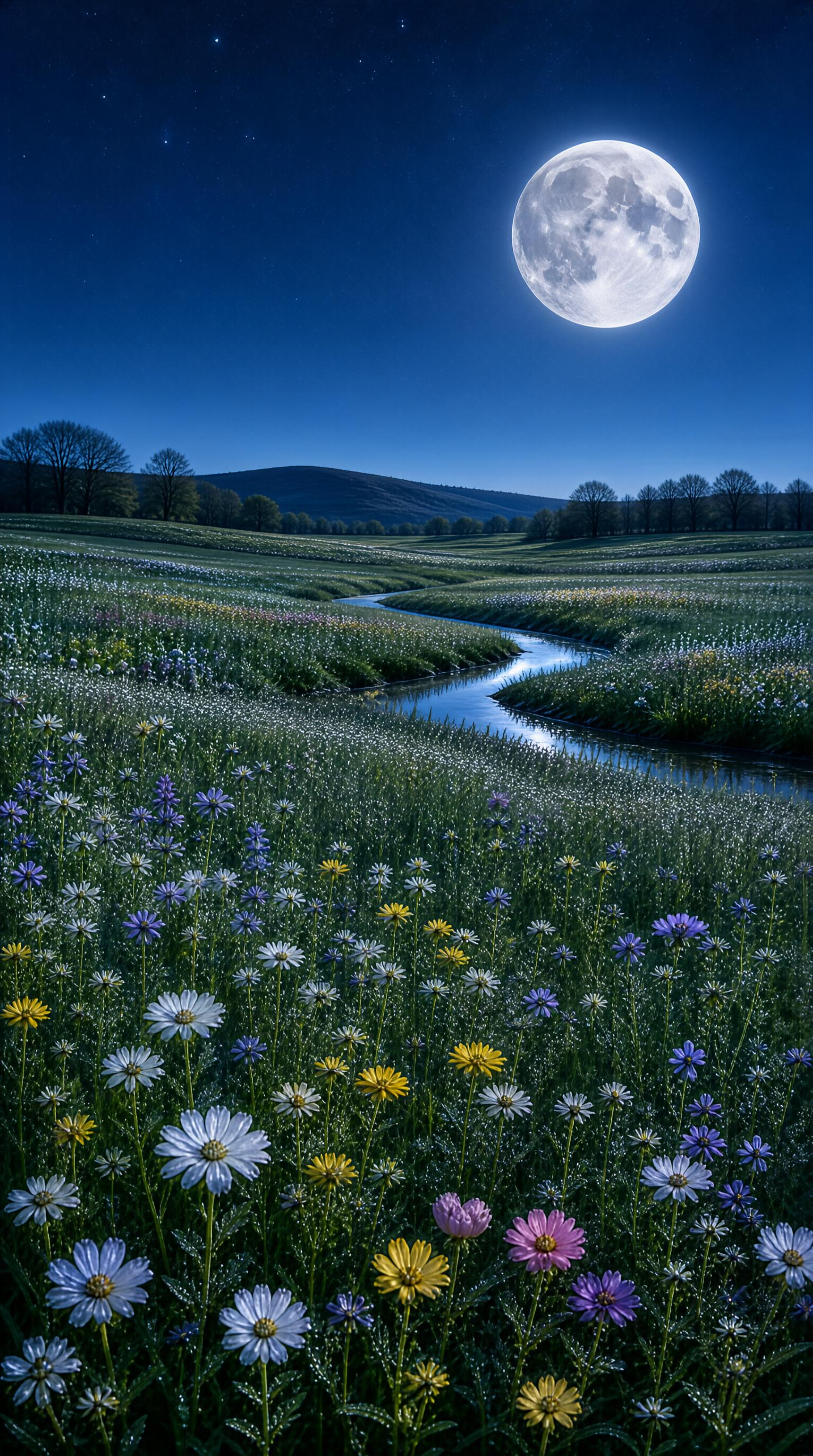 Moonlit Flower Meadow