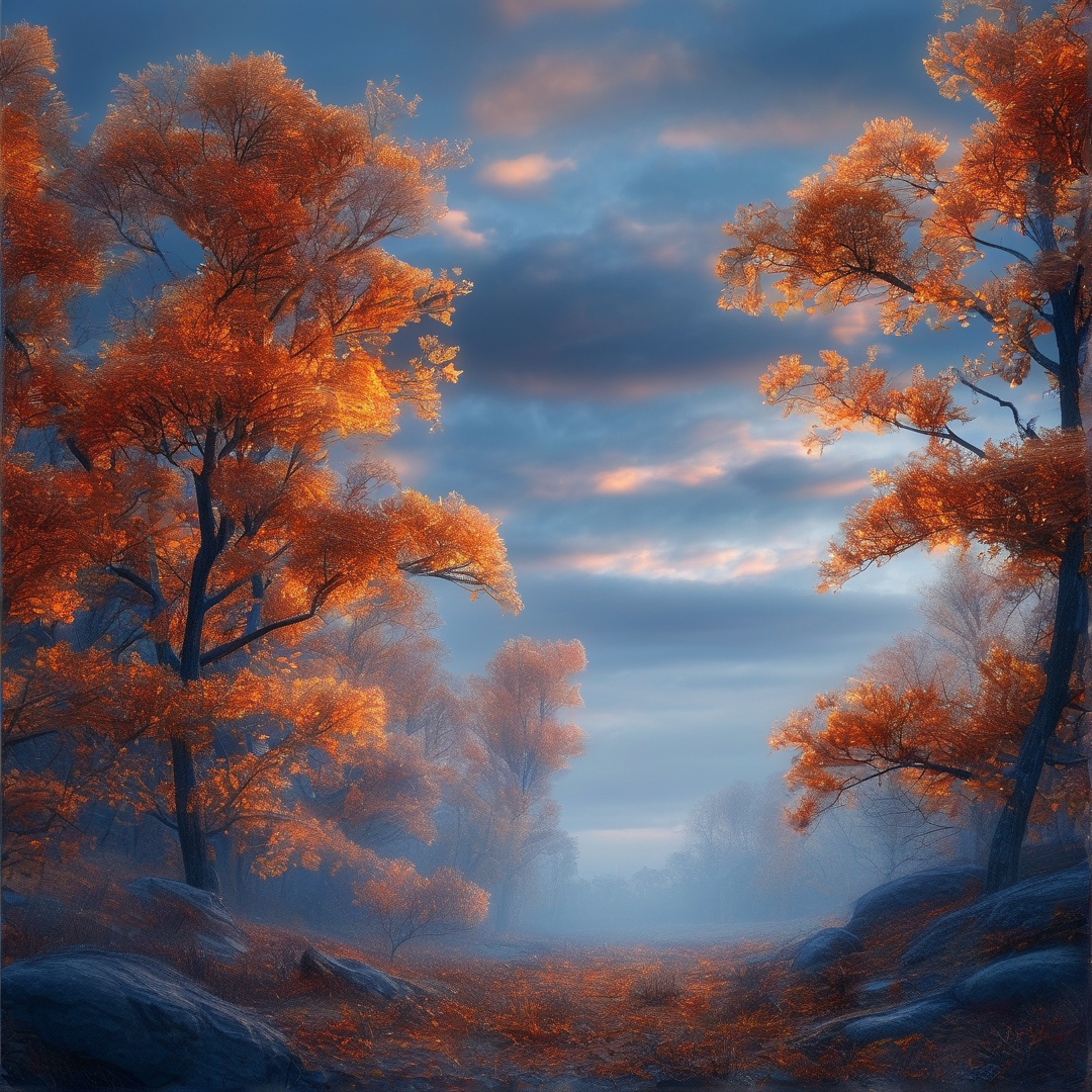 Misty Autumn Forest