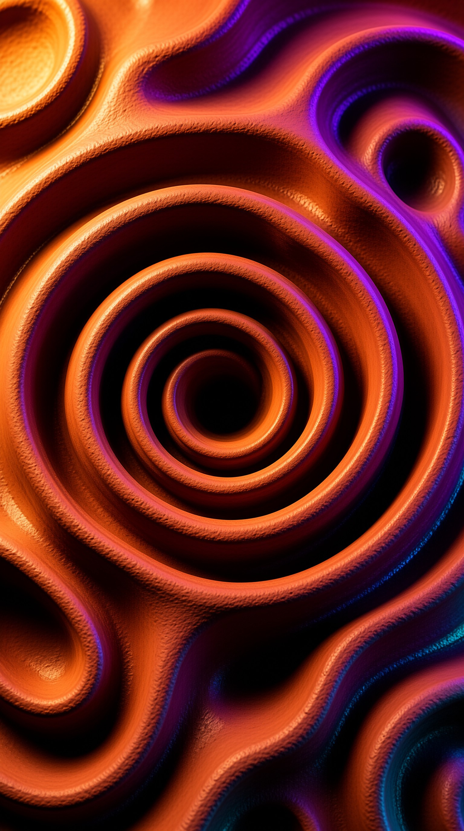 Orange and Purple Swirling Tunnel