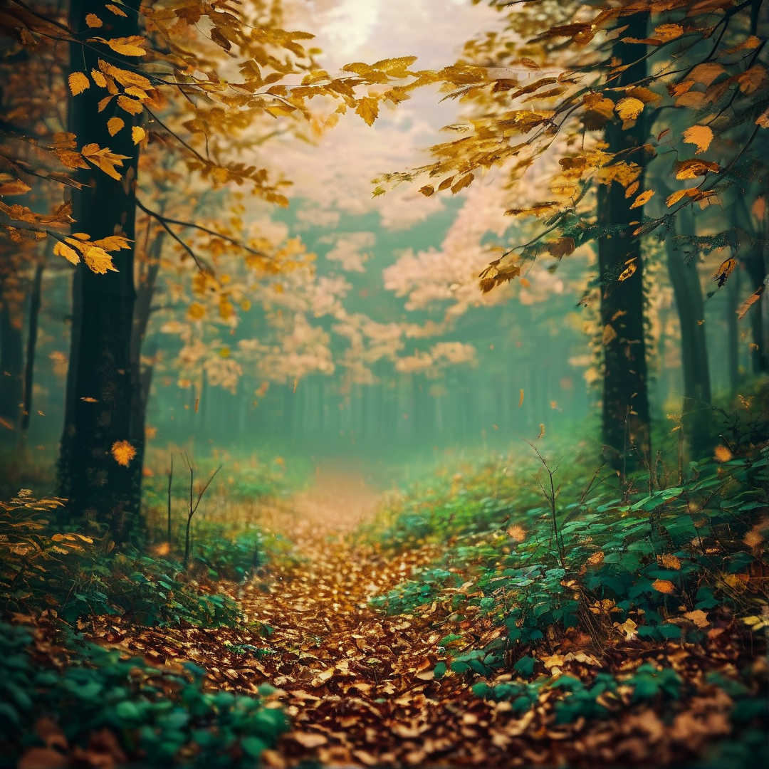 Misty Autumn Forest Path