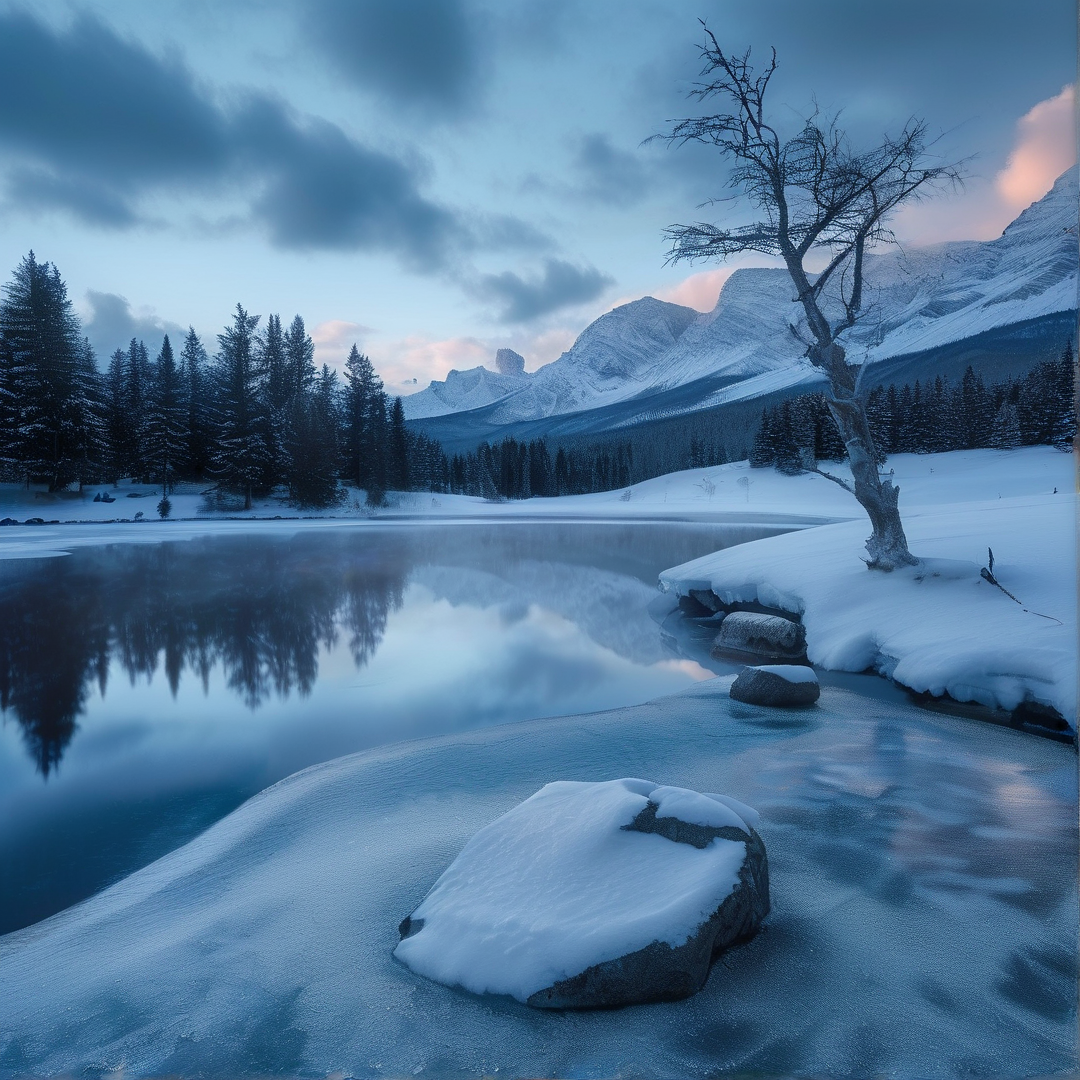 Winter Alpine Lake Dawn