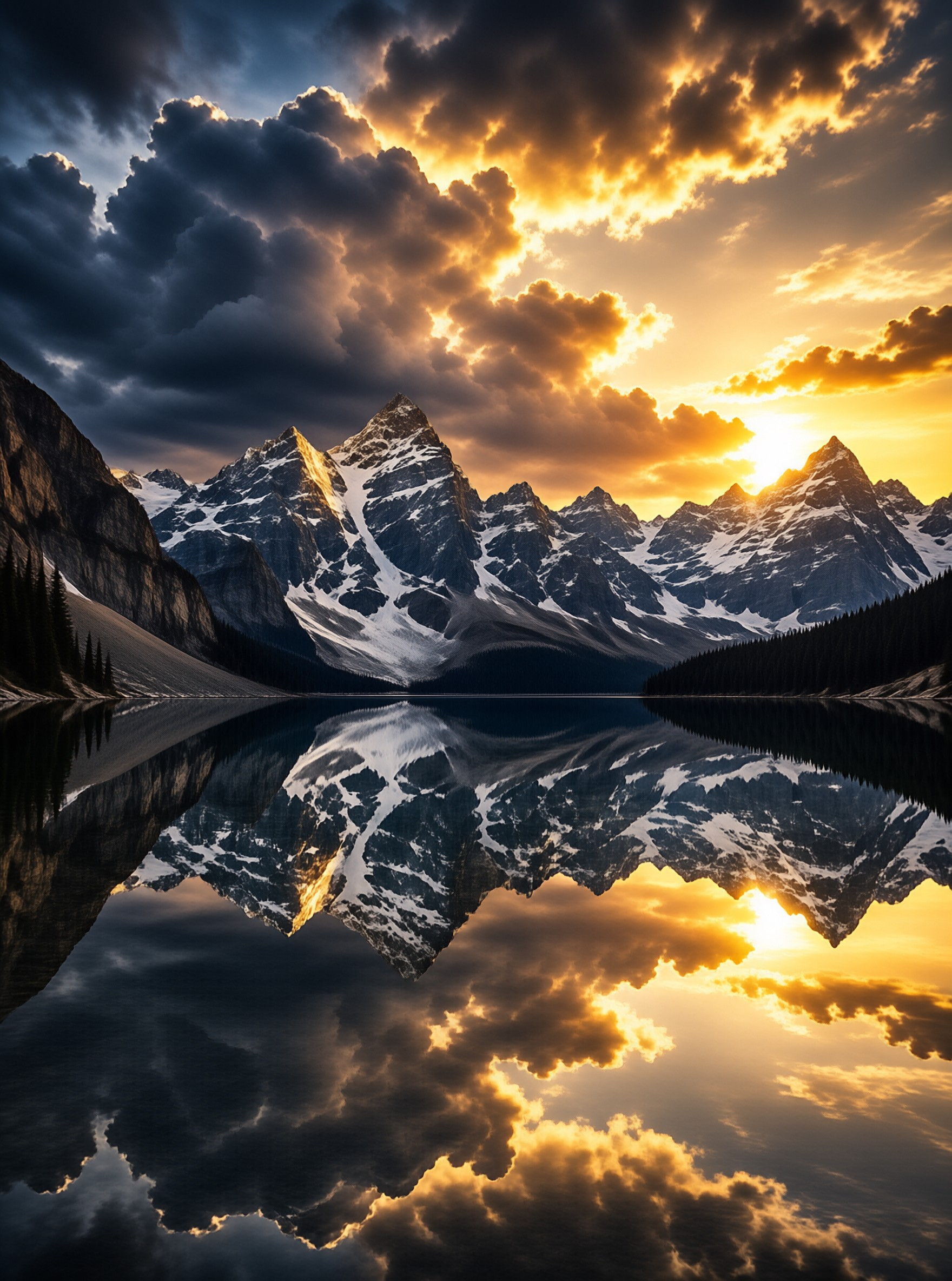 Mountain Sunset Reflection