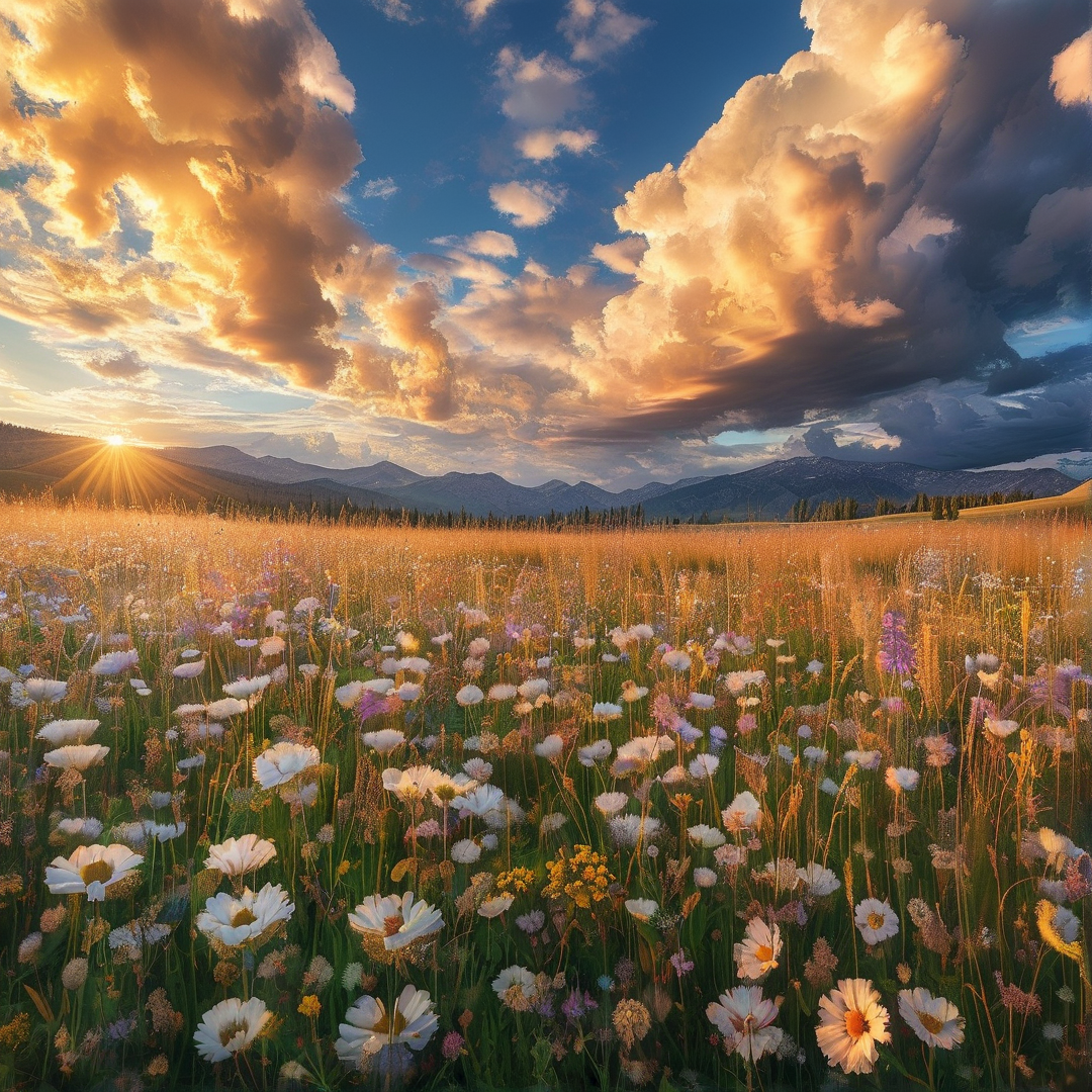 Sunset Wildflower Field