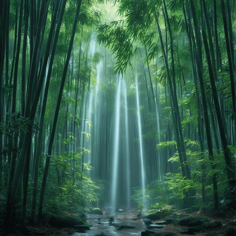 Sunlit Bamboo Forest