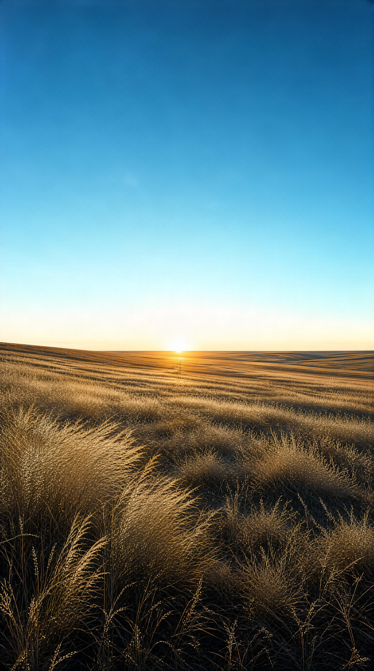 Sunrise Over Golden Grassland