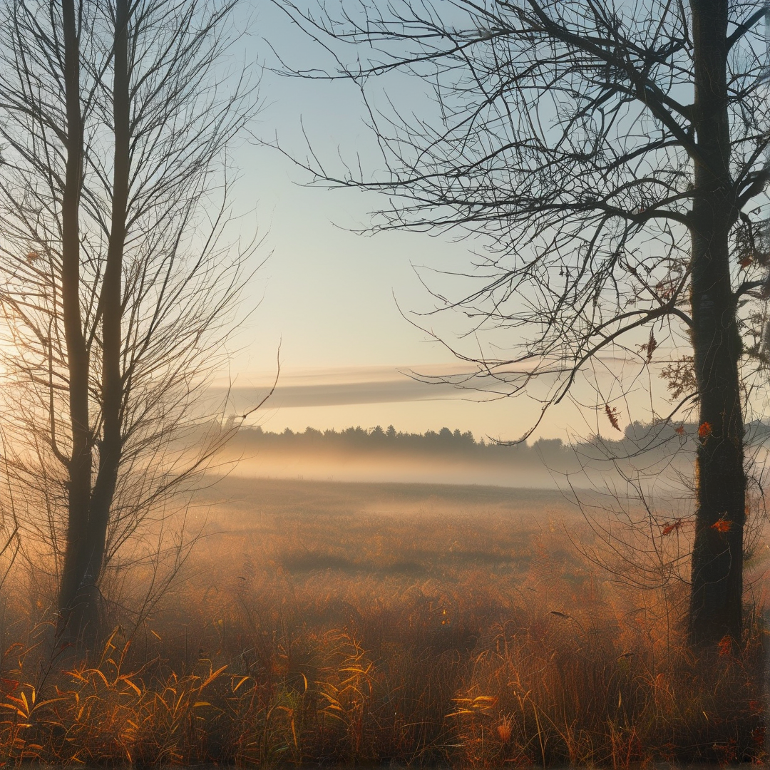Misty Autumn Dawn Field