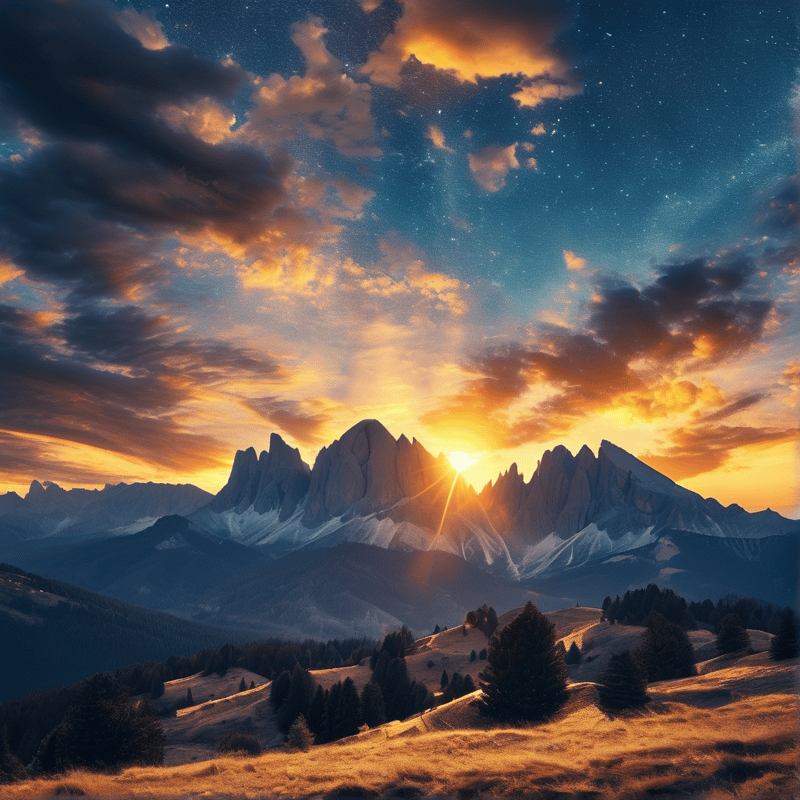 Sunrise Over Mountain Peaks