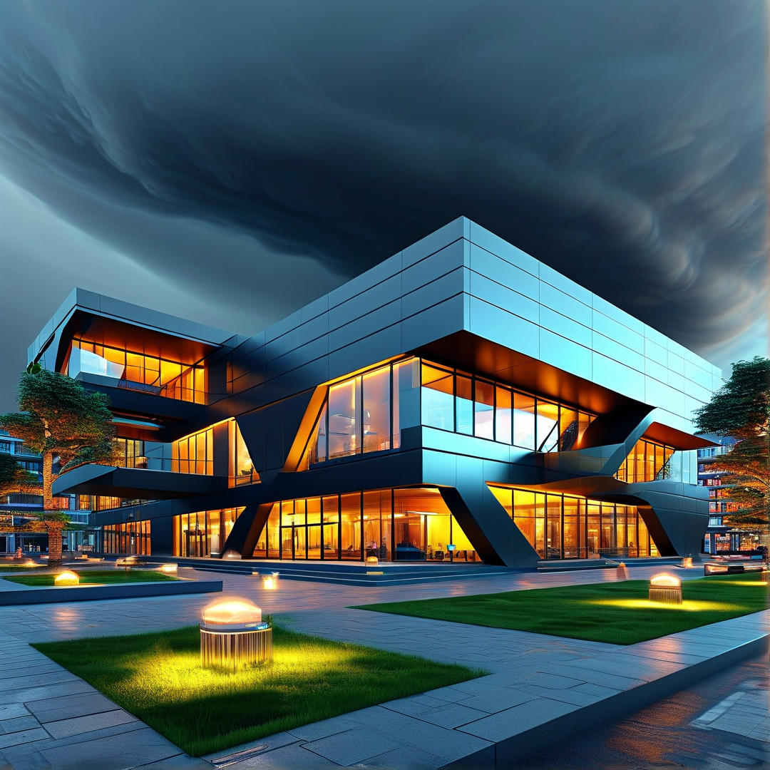 Angular Pavilion in Storm Light