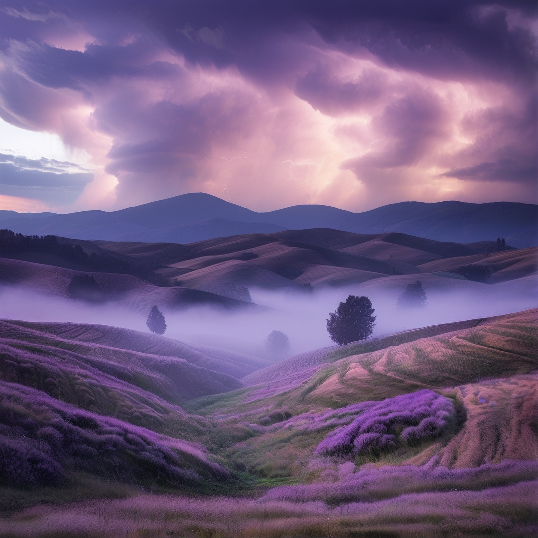 Misty Purple Hills